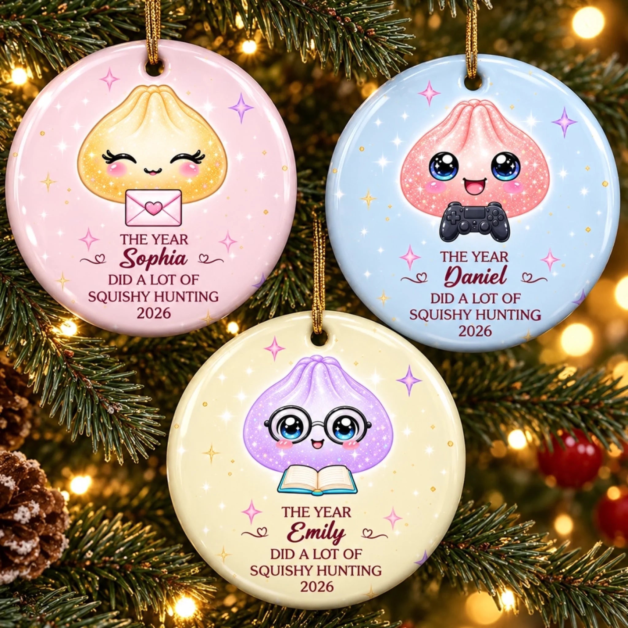 Personalized Ceramic Ornament for Kids, Little Dumpling Big Joy Christmas or Birthday Gift