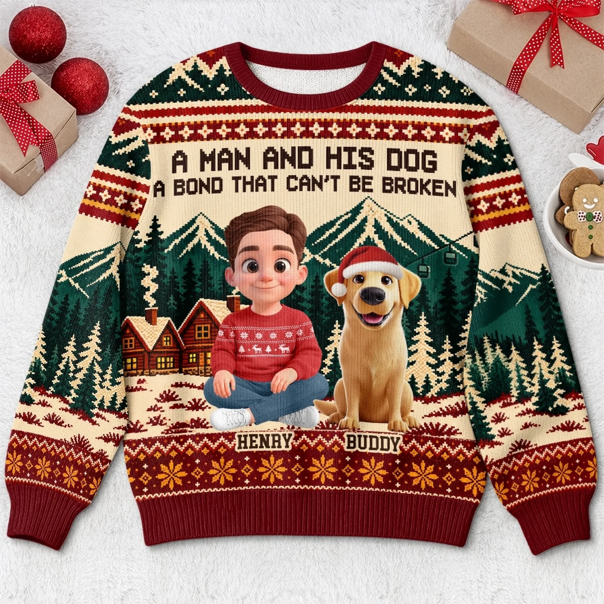 Custom Ugly Sweatshirt Personalized Christmas or Birthday Gift for Dog Cat Lovers