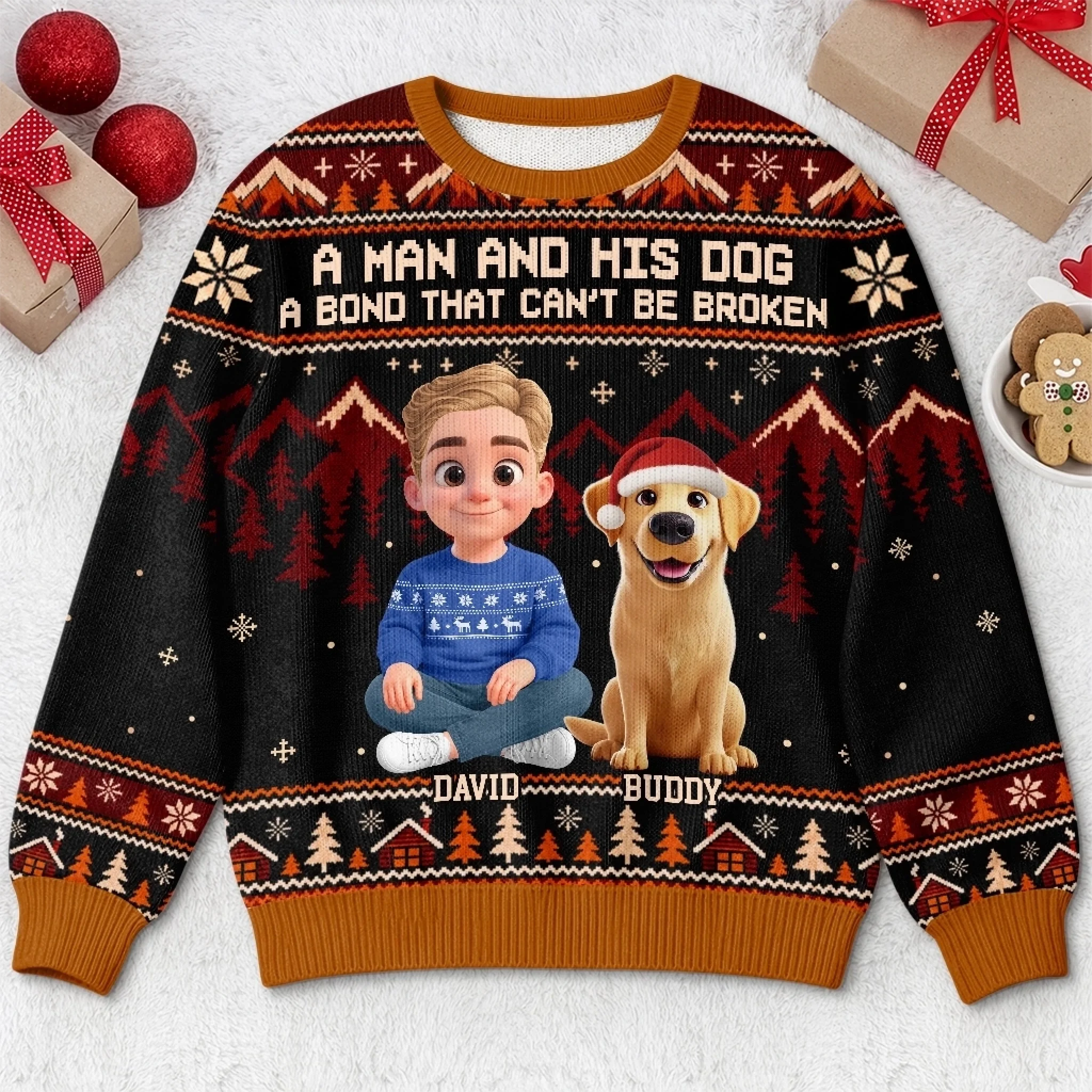 Custom Ugly Sweatshirt for Dog Cat Lovers Personalized Christmas Birthday Gift for Pet Mom Dad