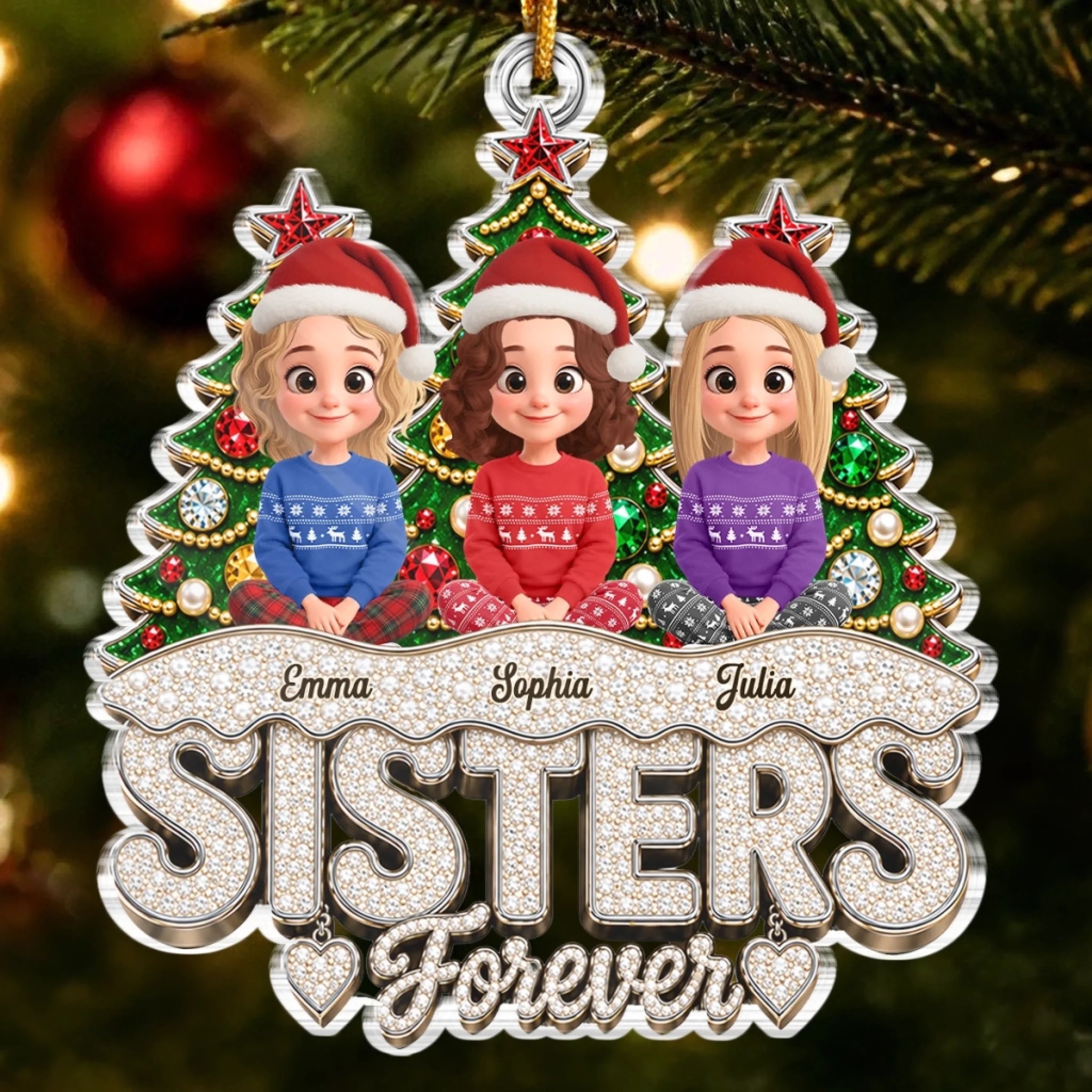 Custom Acrylic Ornament Personalized Best Friend Christmas Gift for Women, Sisters and BFFs