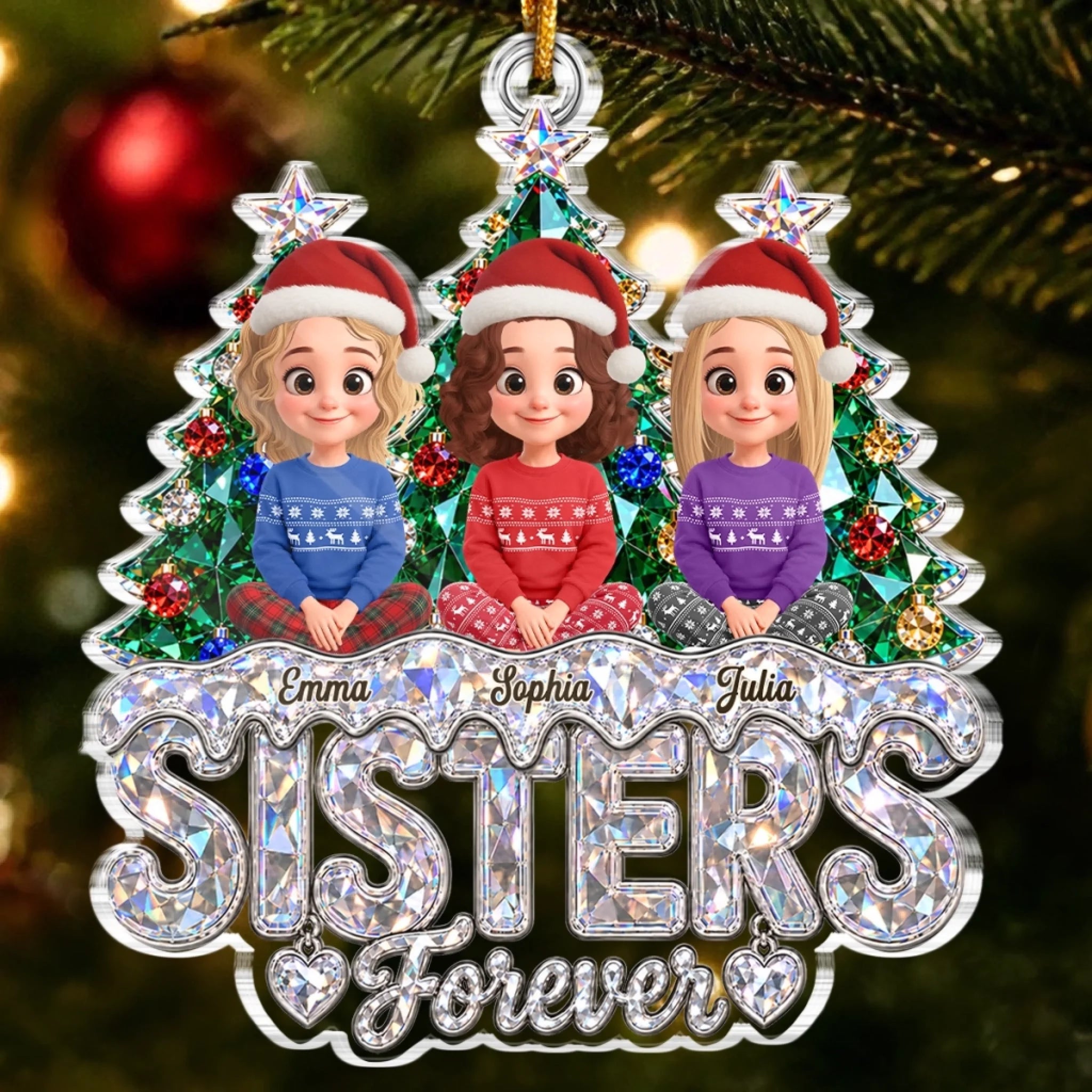 Custom Acrylic Ornament Personalized Best Friend Gift for Women Sisters Besties Under The Tree