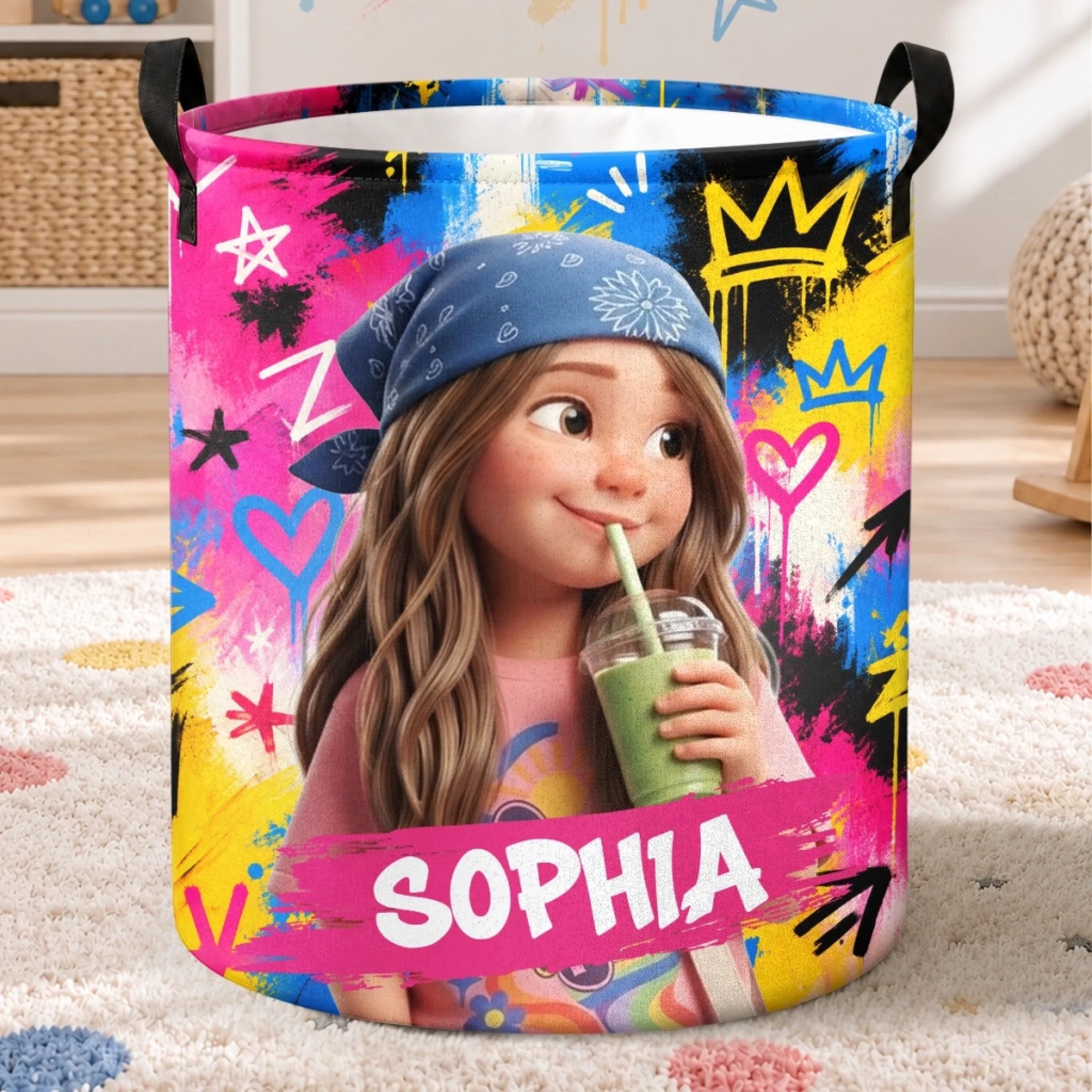 Custom Photo Laundry Basket with Photo, Personalized Birthday Gift for Kids, Born To Stand Out Always