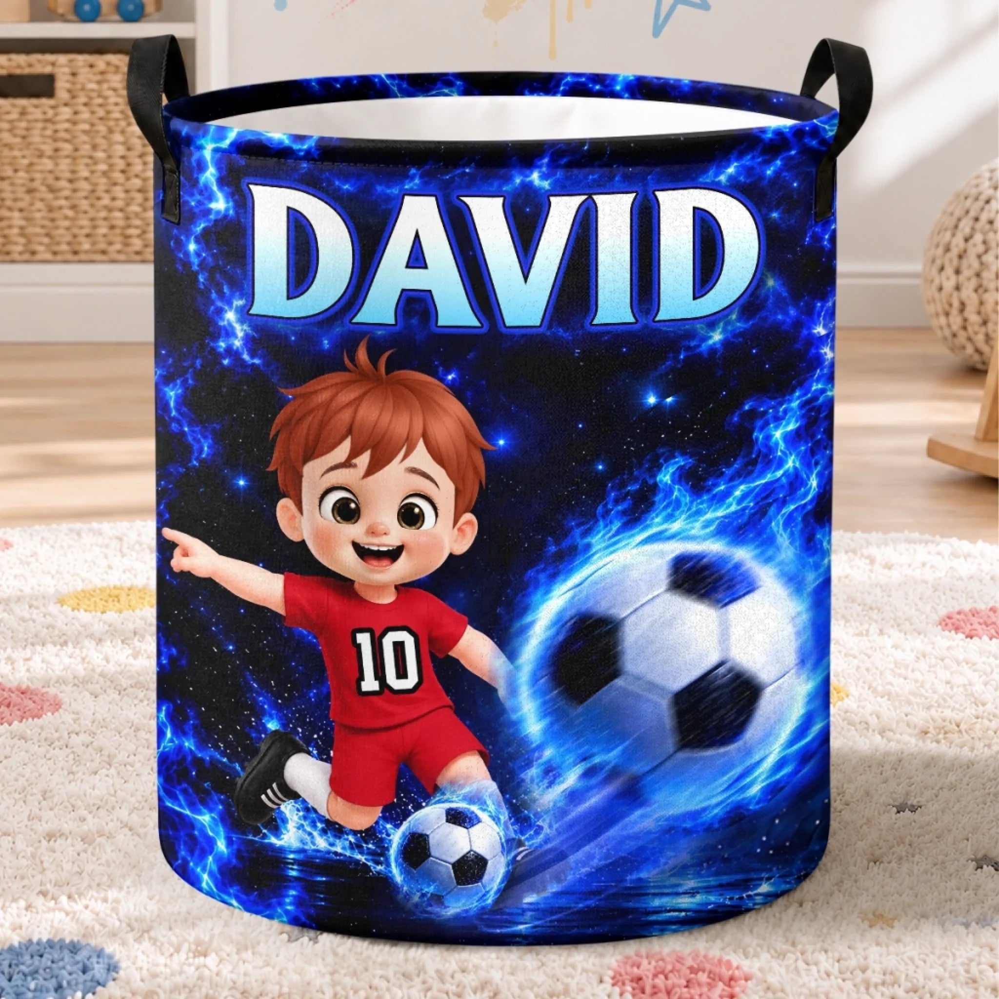 Personalized Kids Laundry Basket, Future Football Star in Training Birthday Gift