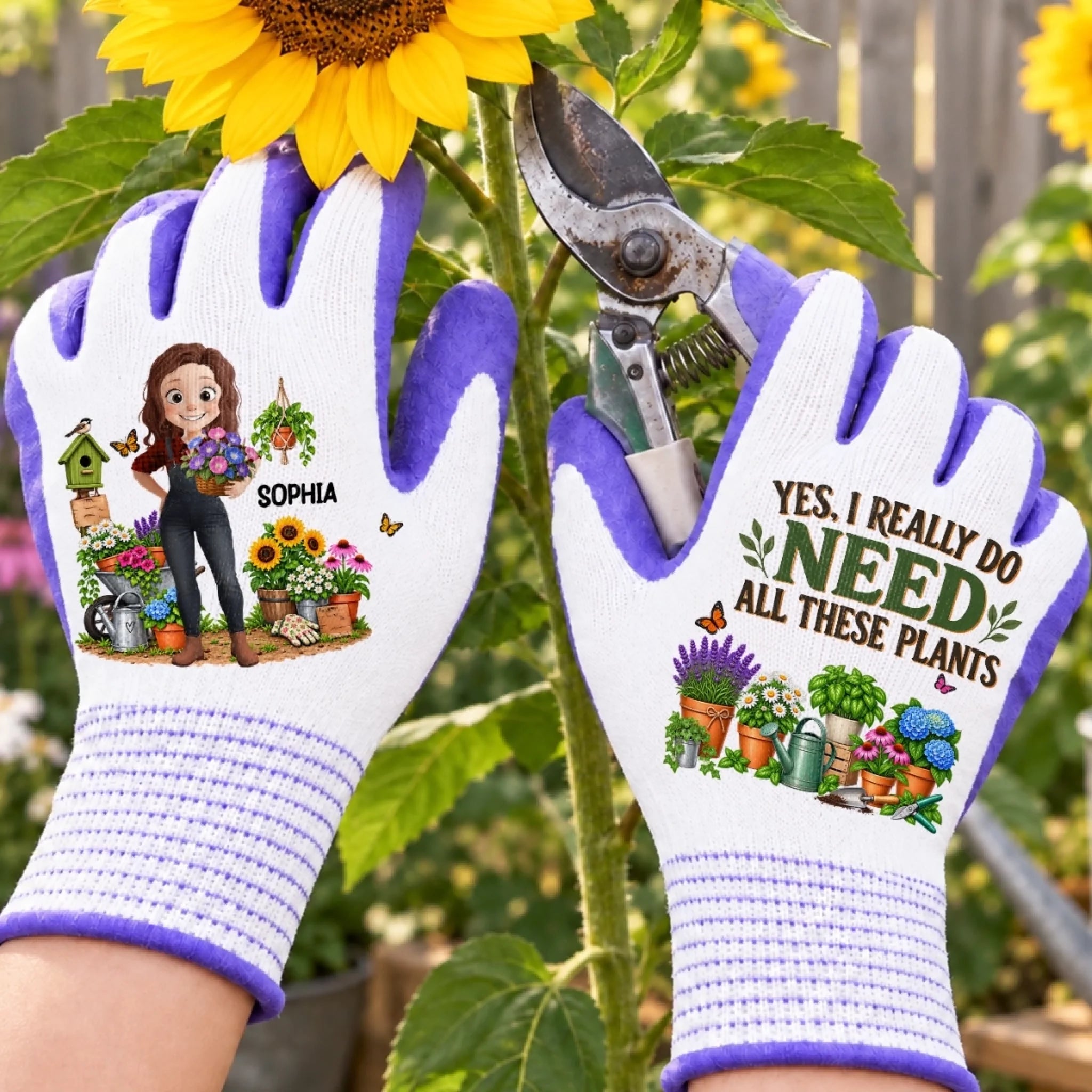 Custom Coated Grip Gardening Gloves Personalized Birthday Gift for Gardeners Growing Good Things