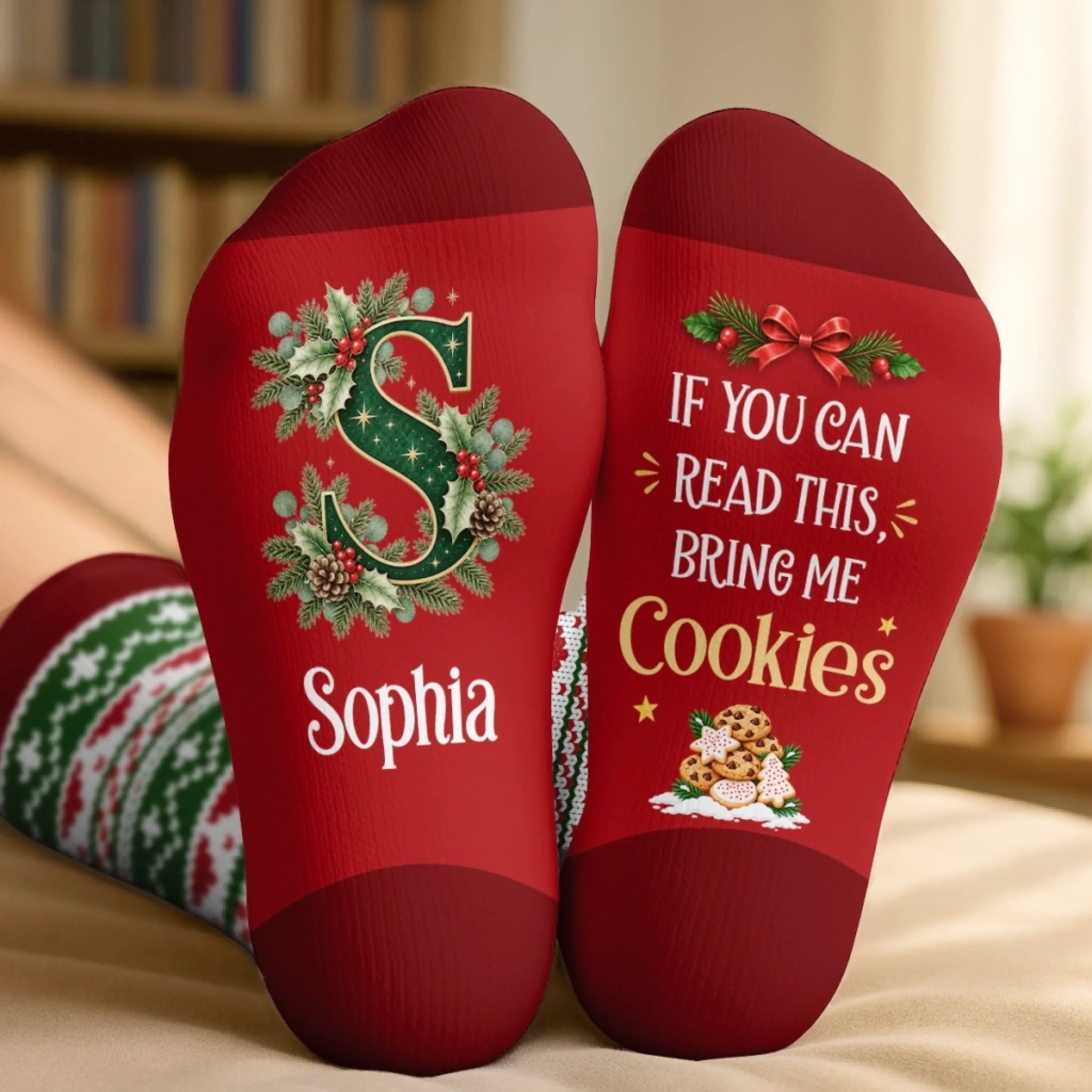 Custom Crew Socks Personalized Christmas Birthday Gift for Mom Dad Brother Sister Cozy Home Socks