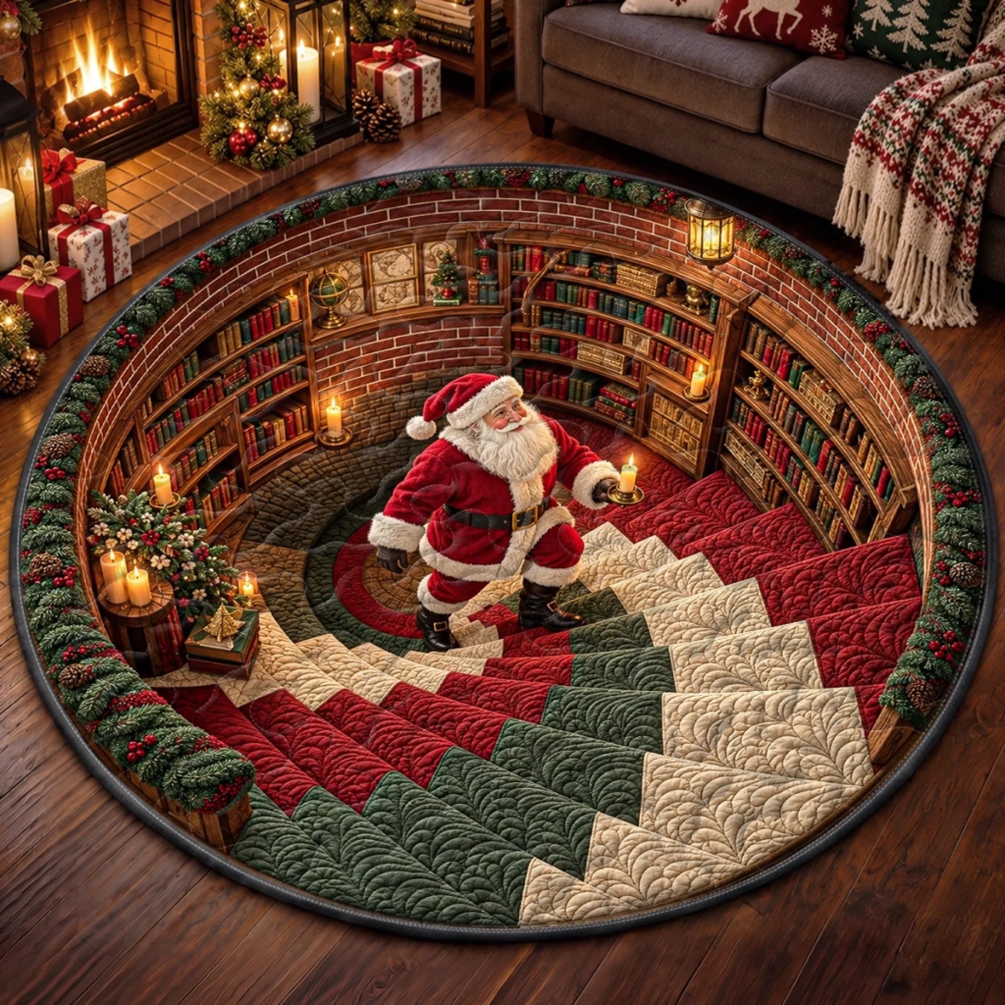 Custom Quilted Round Mat, Personalized Christmas or Birthday Gift for Mom, Dad, Brother or Sister