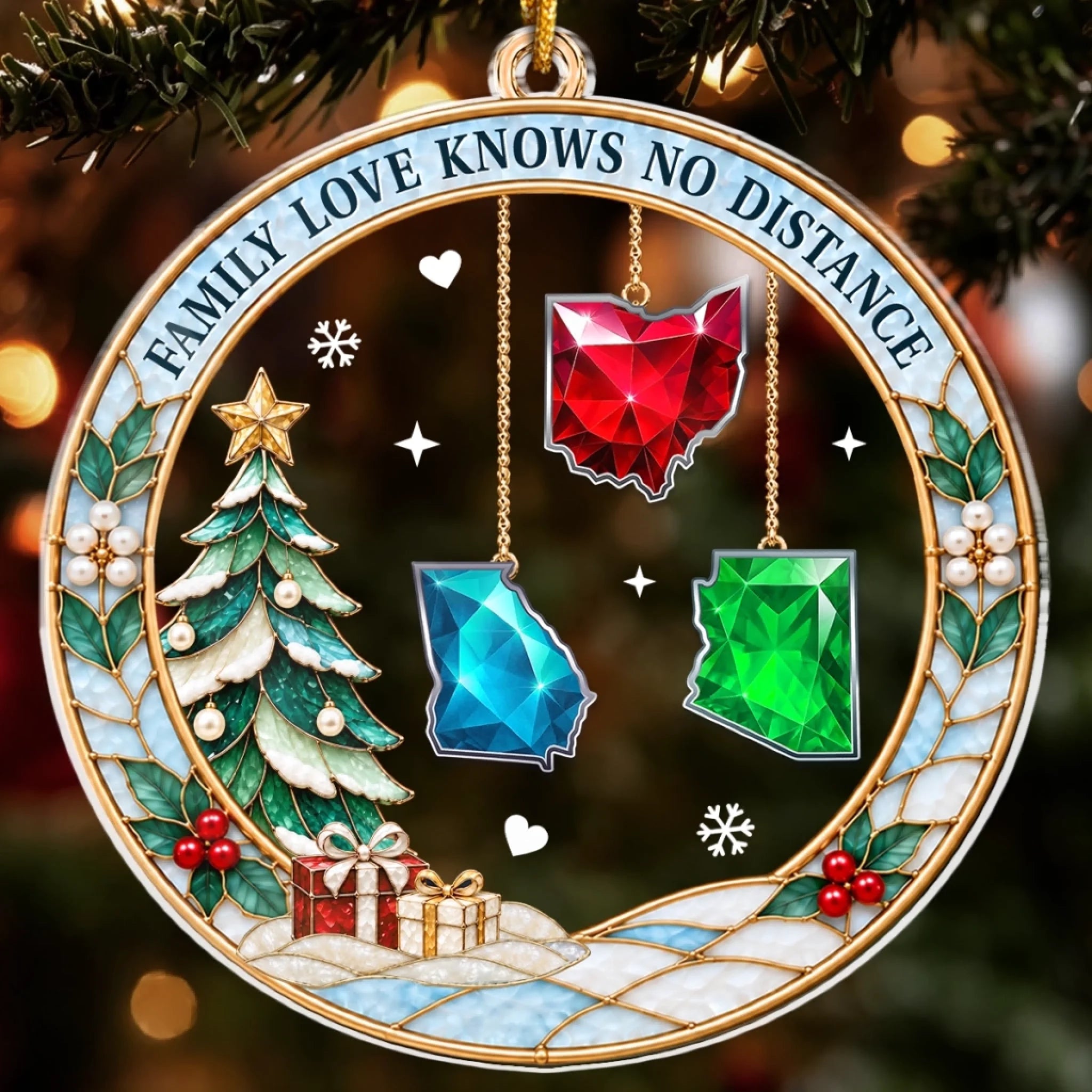 Personalized Long Distance Acrylic Ornament, Custom Christmas or Birthday Gift for Family