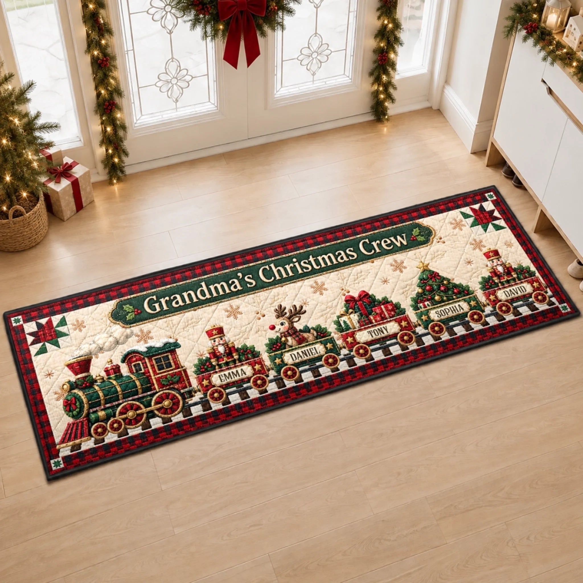 Custom Runner Rug Personalized Christmas Family Journey Gift for Grandma and Grandpa