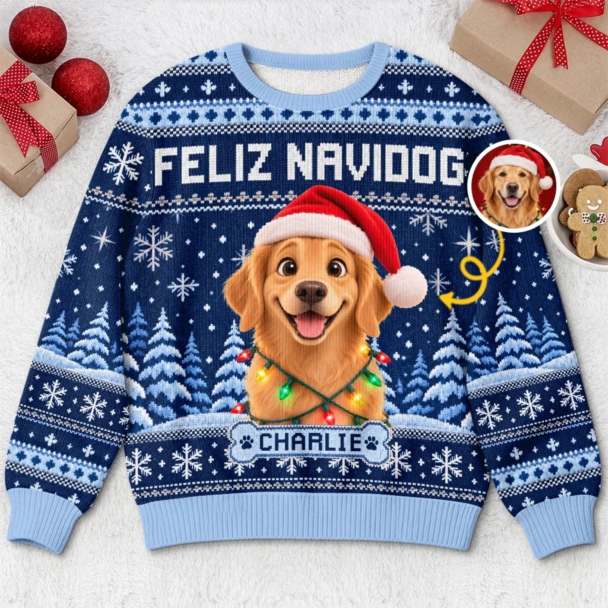 Custom Photo Ugly Sweatshirt for Dog and Cat Lovers, Personalized Christmas Birthday Gift