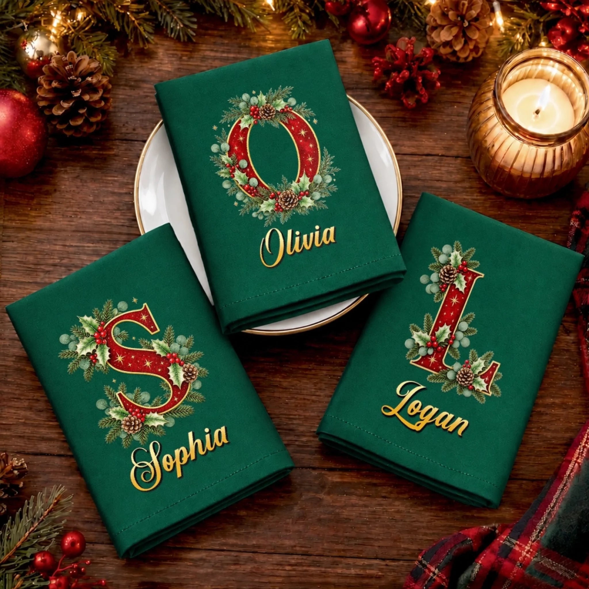 Personalized Cotton Napkin, Custom Christmas or Birthday Gift for Mom Dad Brother Sister