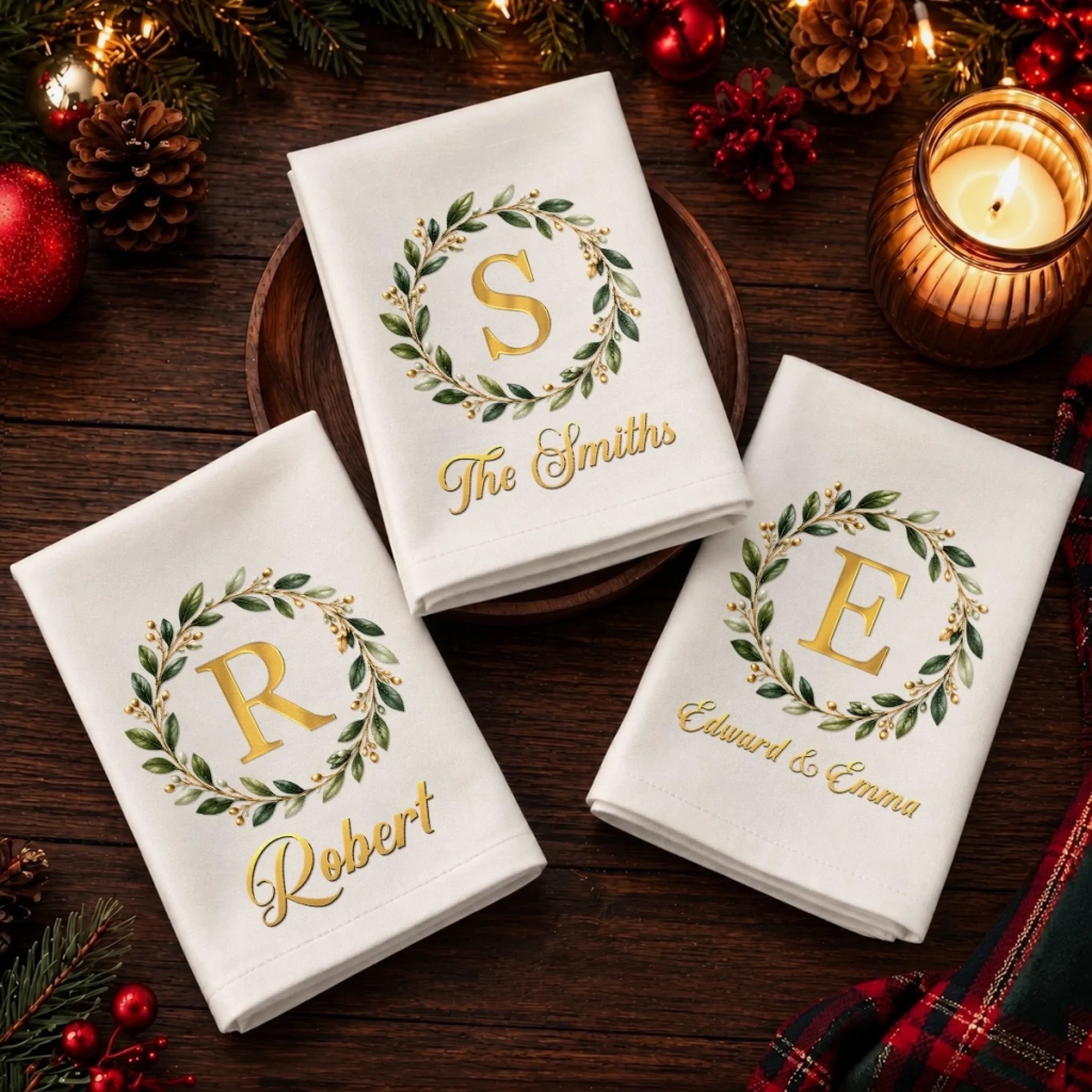 Custom Cotton Napkin Personalized Christmas or Birthday Gift for Mom Dad Brother Sister