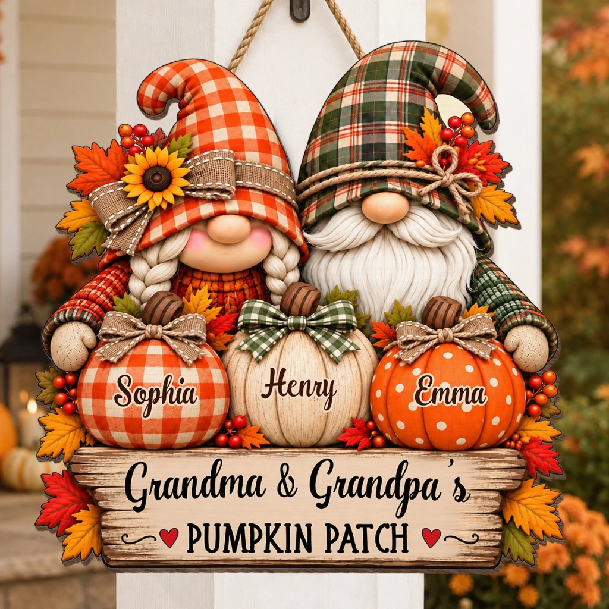 Custom Pumpkin Wood Sign Personalized Birthday Gift for Grandma Grandpa Rooted in Family Love