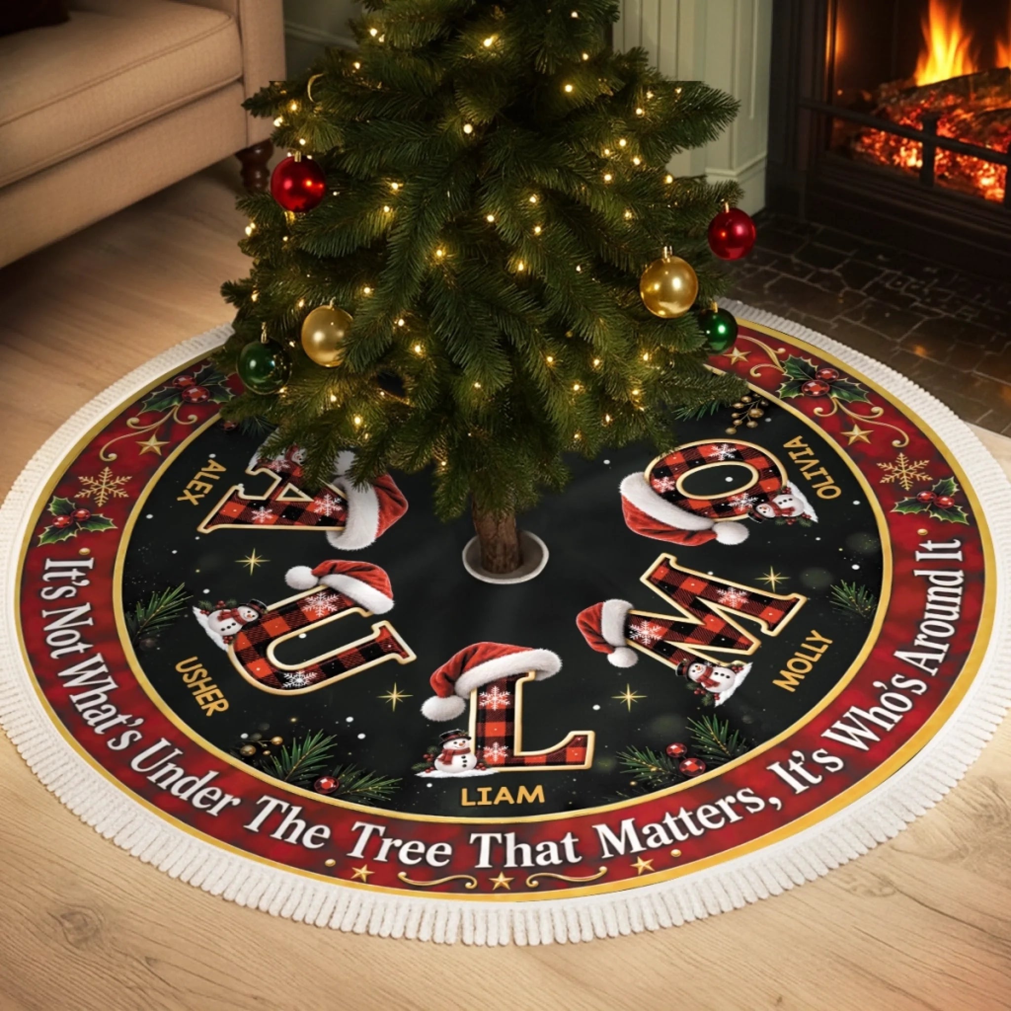 Custom Tree Skirt Personalized Christmas Gift for Mom Dad Brother Sister, A Season of Family Joy