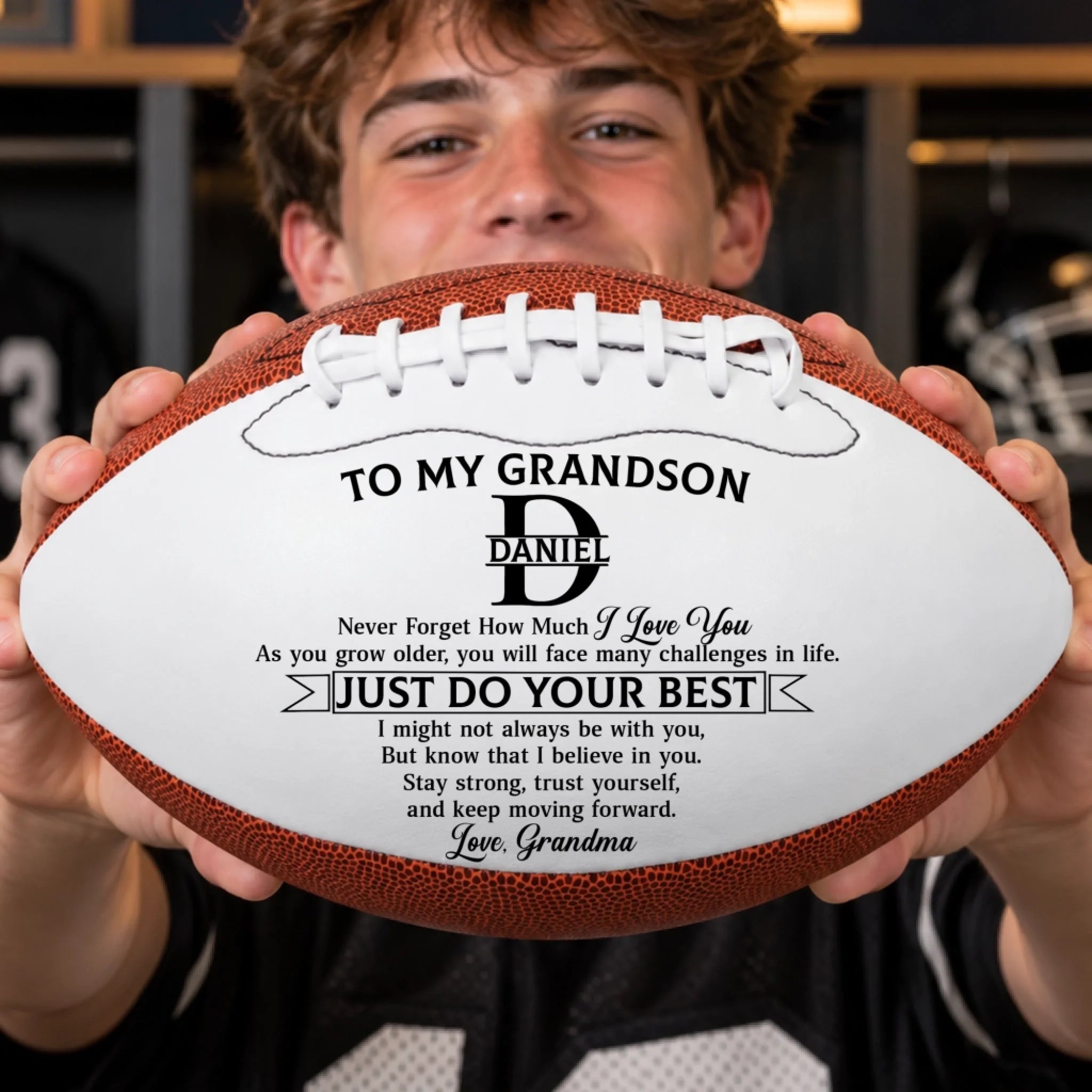 Custom Leather Football, Personalized Birthday Gift for Son, Grandson and Football Fans