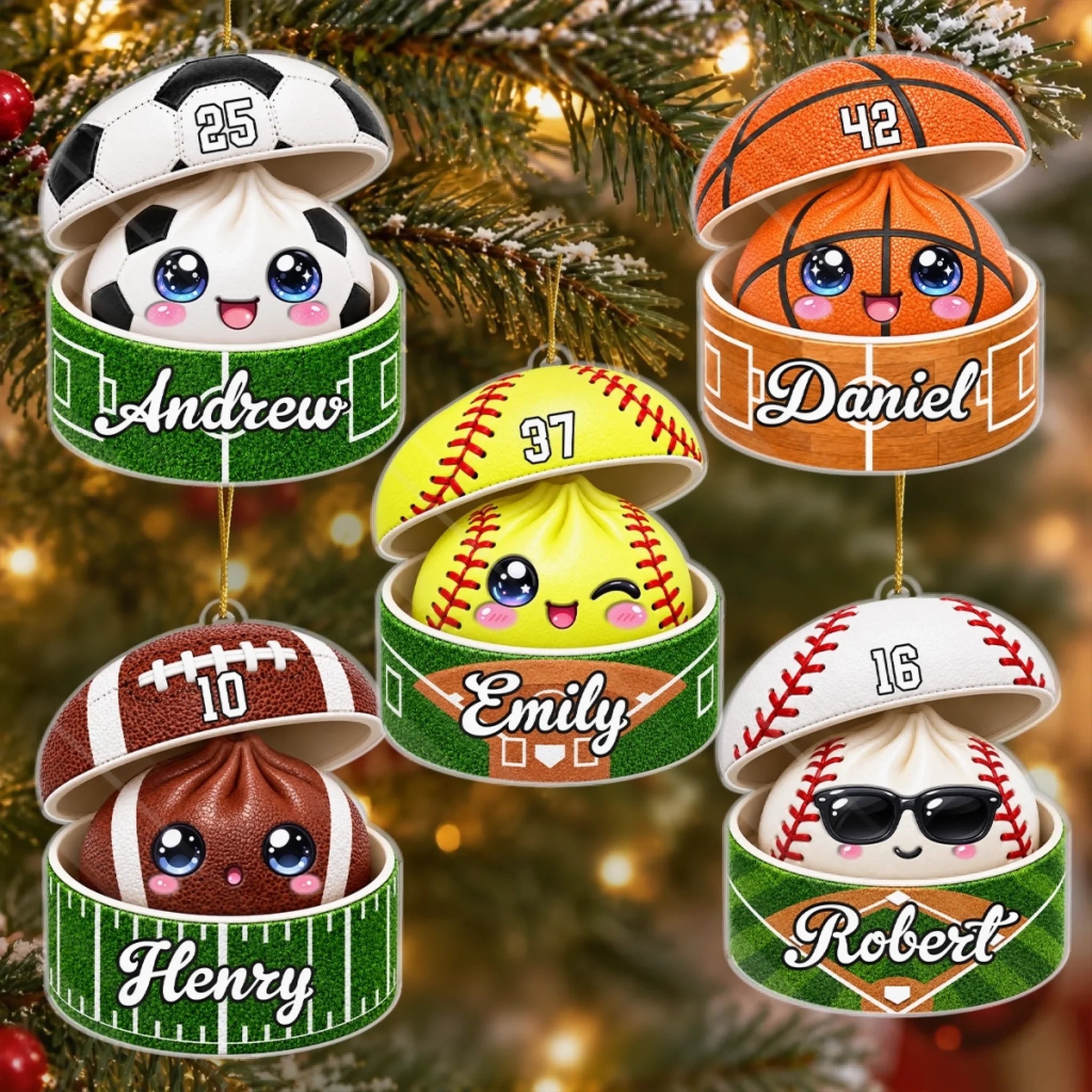 Custom Sport Acrylic Ornament, Personalized Christmas or Birthday Gift for Kids and Sports Fans