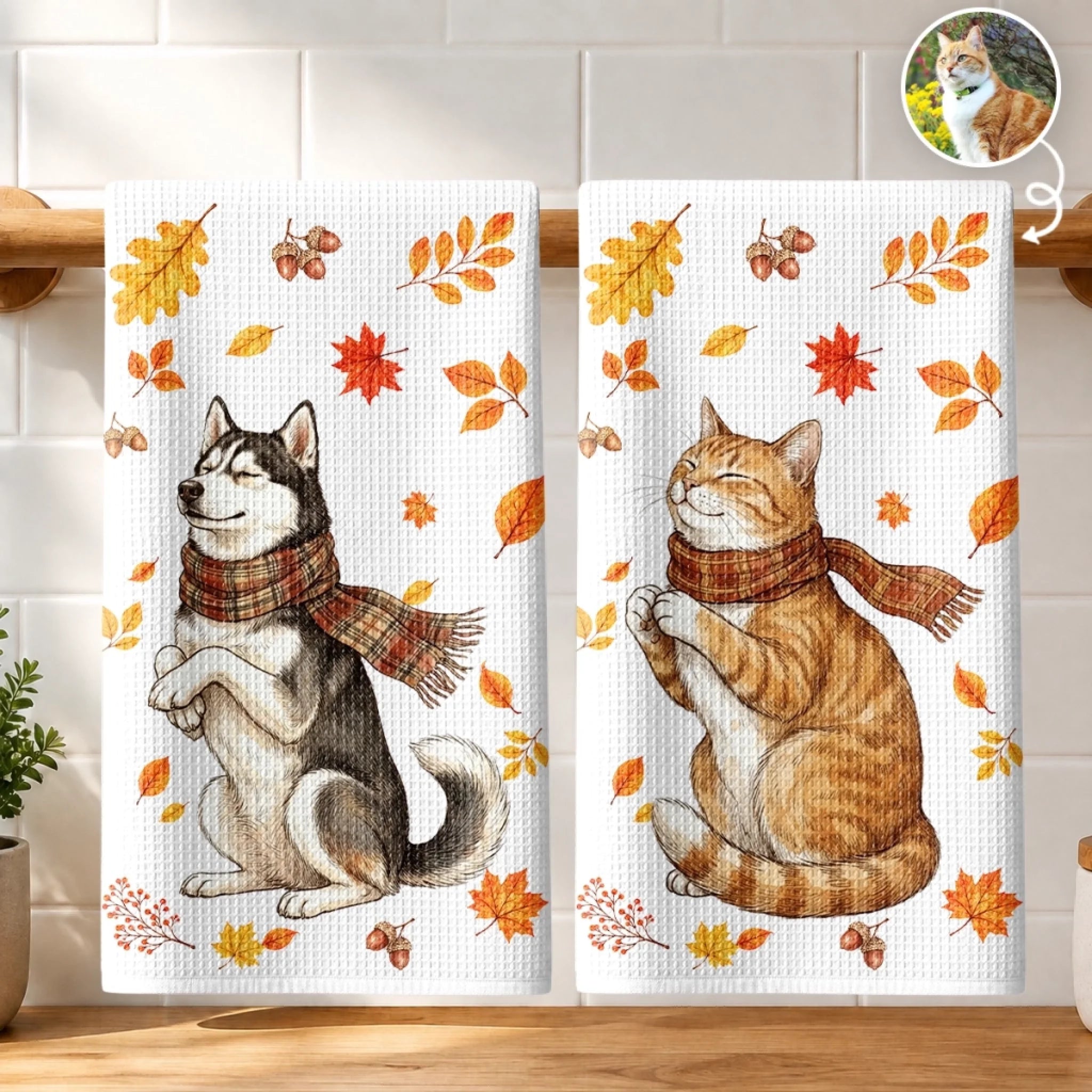Custom Photo Kitchen Towel, Personalized Birthday Gift for Dog Moms, Dog Dads and Cat Lovers