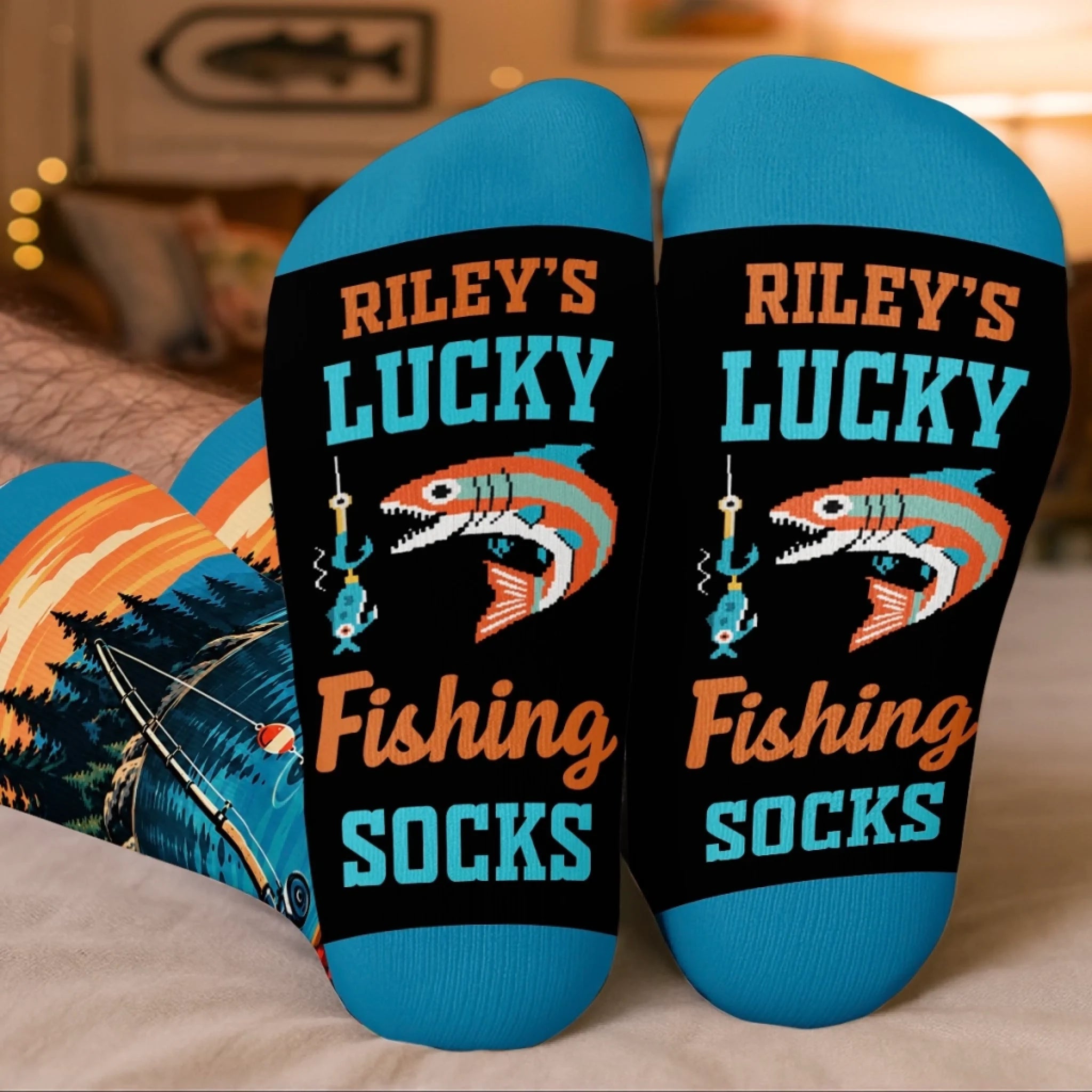 Custom Crew Socks Personalized Birthday Fishing Gift for Fisherman Born to Go Catching Fish