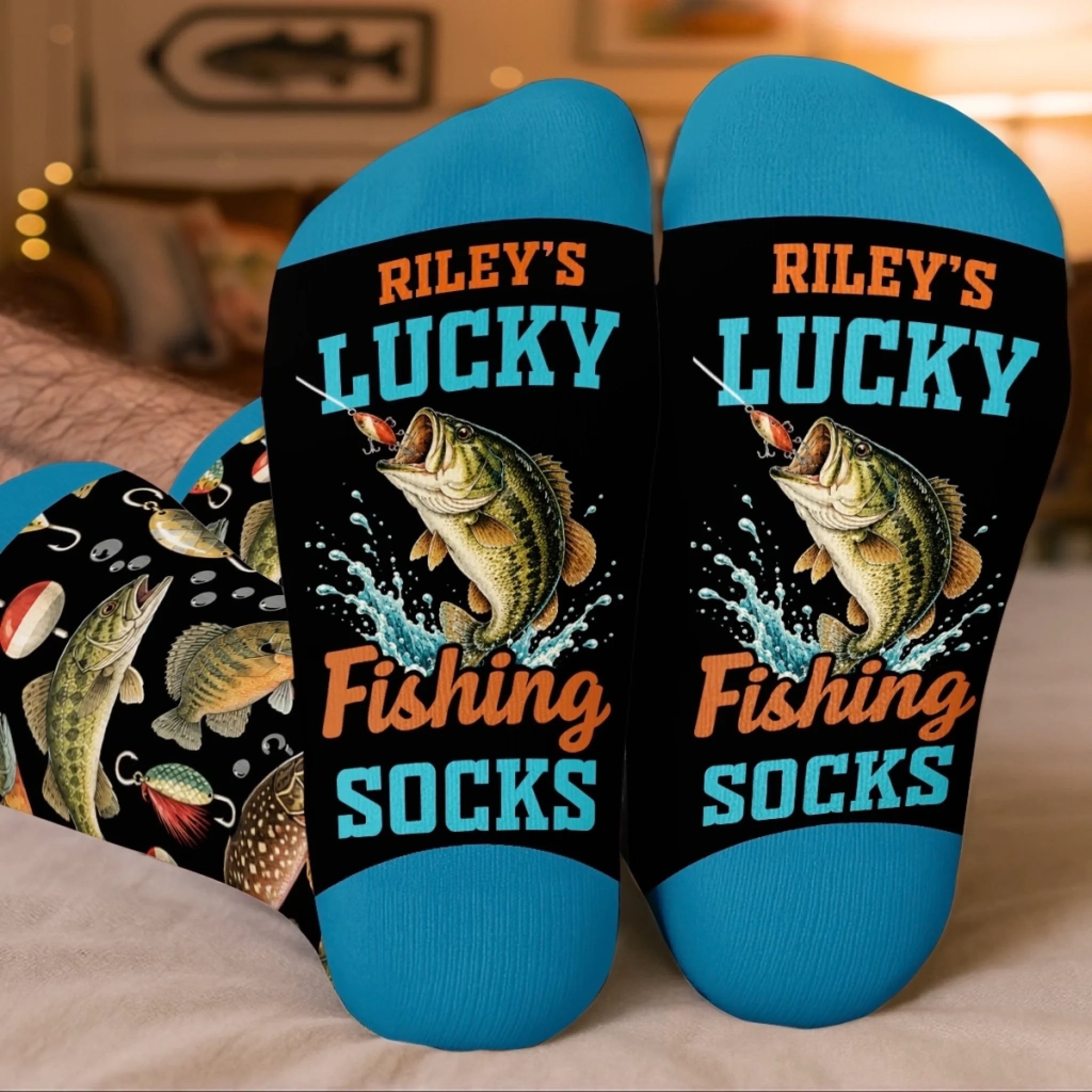 Custom Crew Socks Personalized Birthday Fishing Gift for Fisherman, Live Love Go Fishing Today