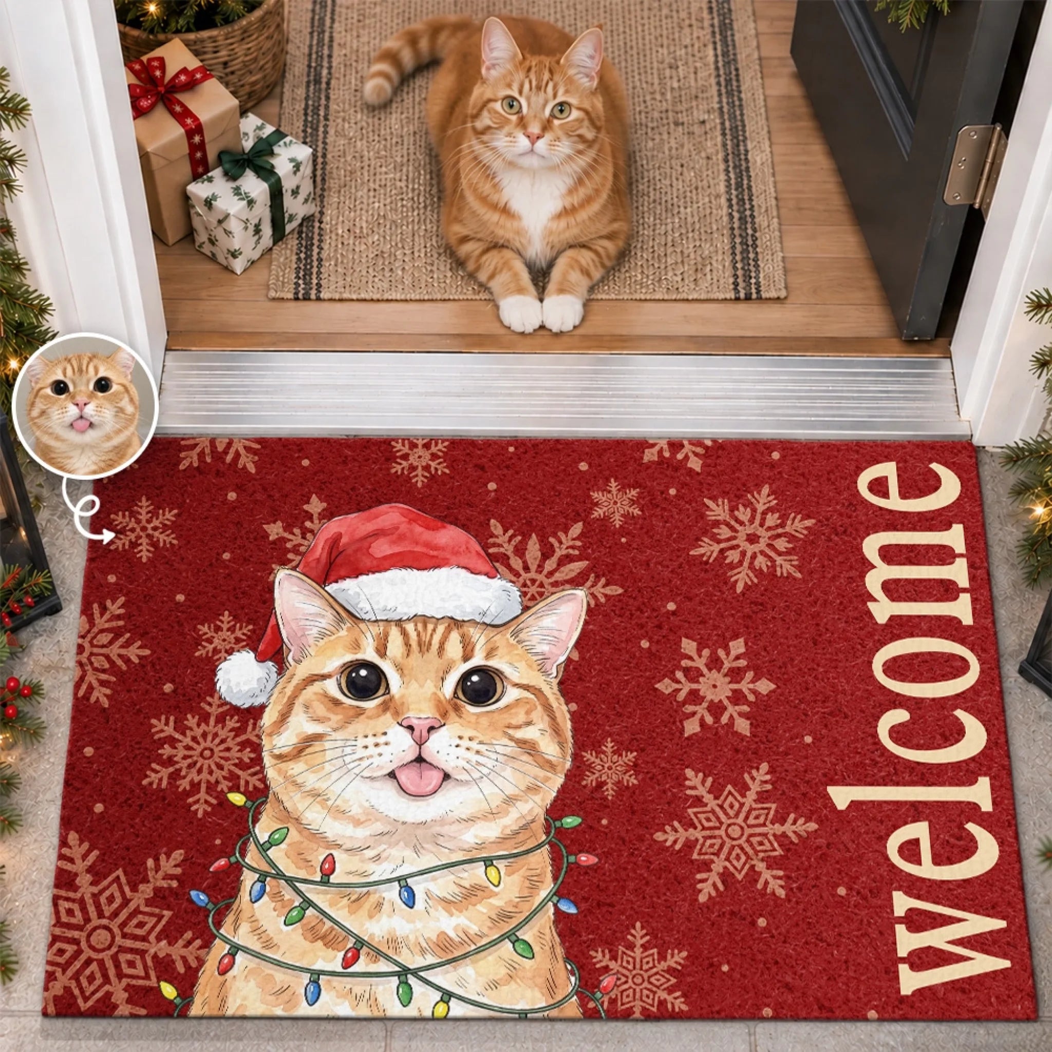 Personalized Photo Doormat, No Entry Without a Paw Check, Custom Pet Lover Christmas Birthday Gift