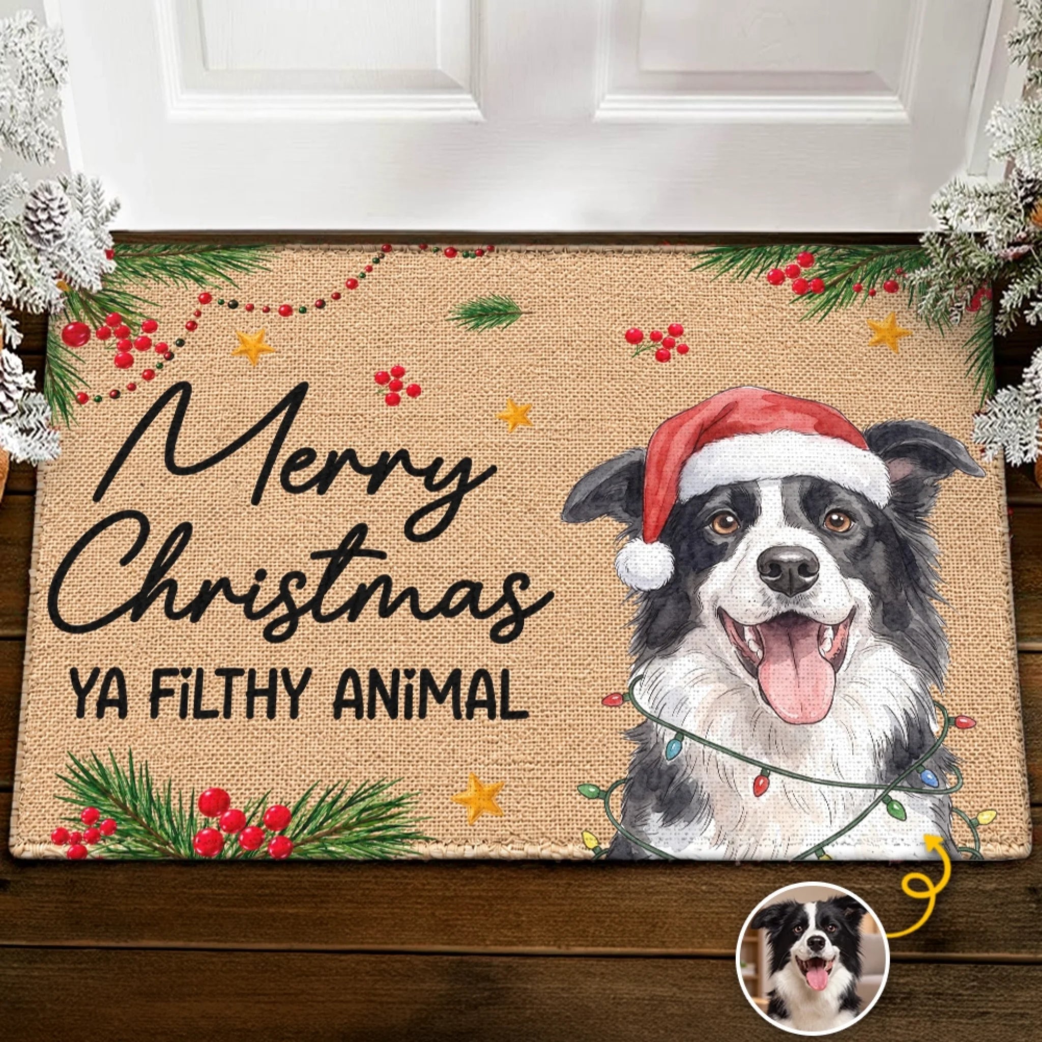 Custom Photo Decorative Doormat for Dog and Cat Lovers Personalized Christmas Birthday Gift