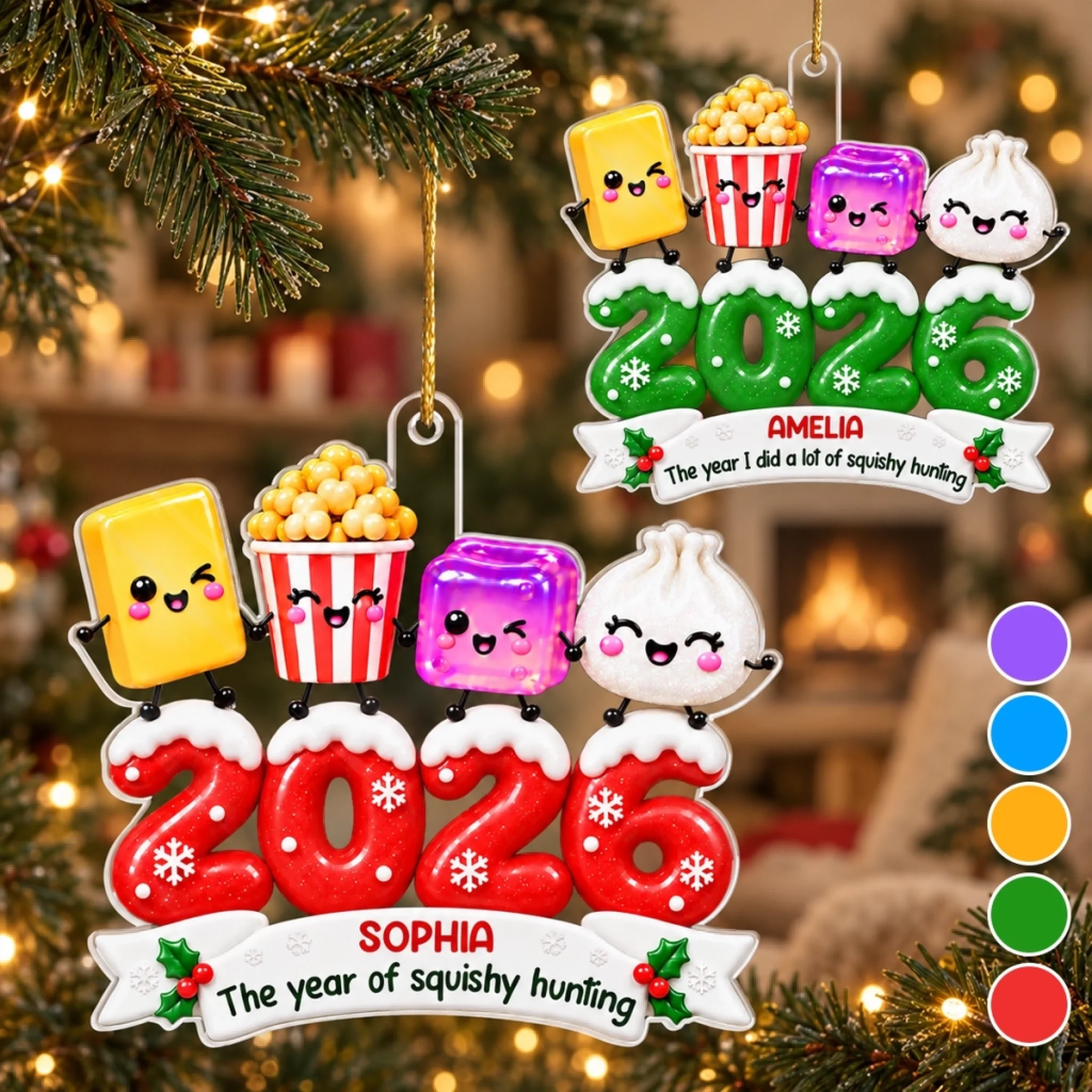 Custom Squishy Acrylic Ornament, Personalized Christmas or Birthday Gift for Kids