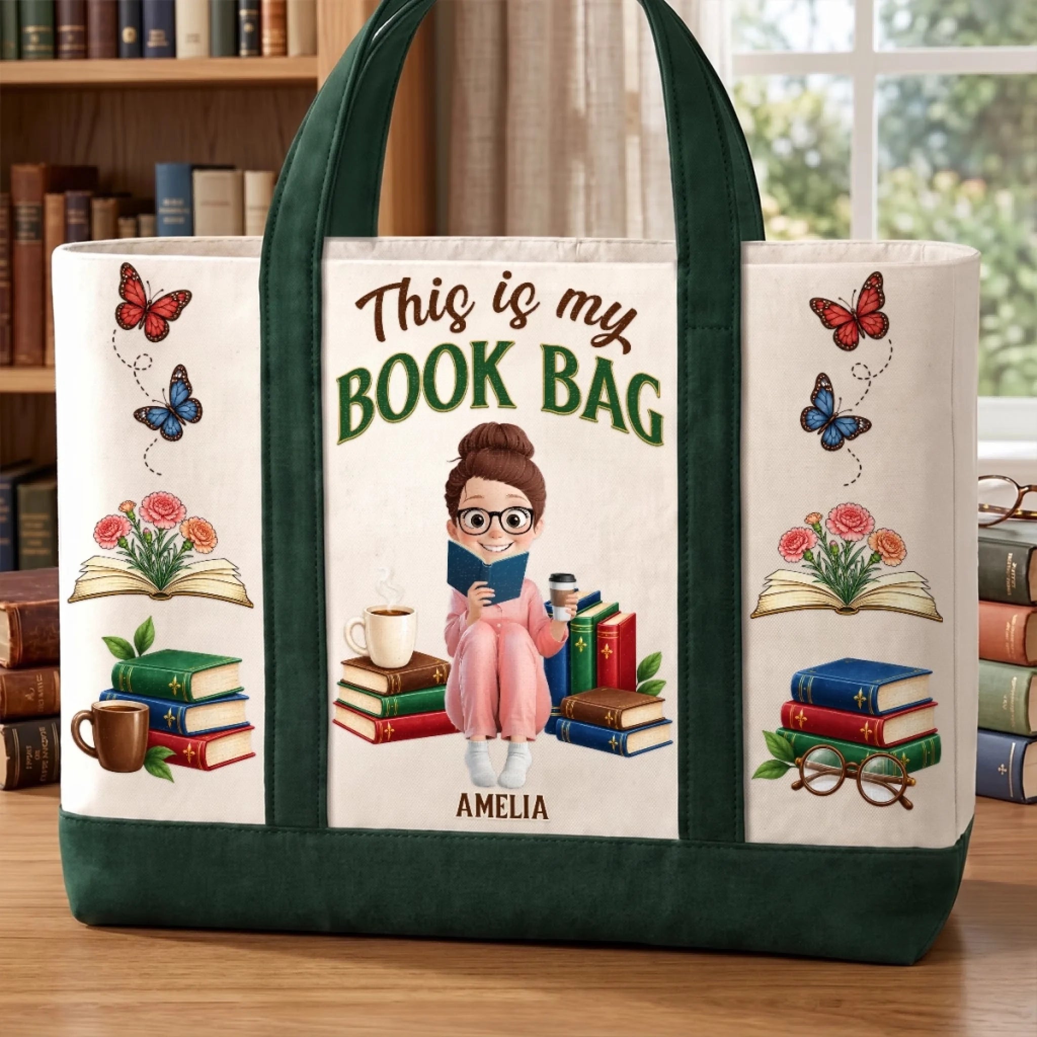Custom Canvas Tote Bag Personalized Bookish Gift for Book Lovers Readers Booked and Unbothered
