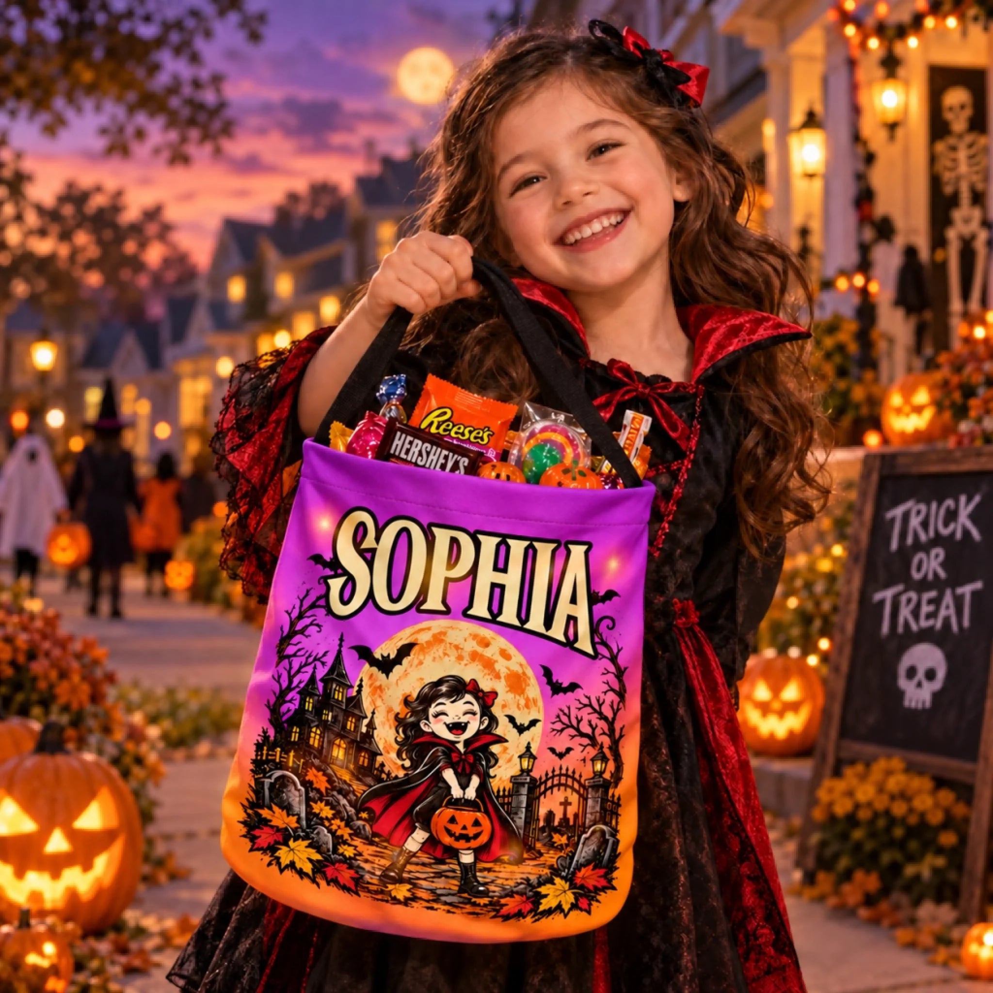 Custom LED Light Bucket Bag Personalized Halloween Treat Bucket Gift for Kids