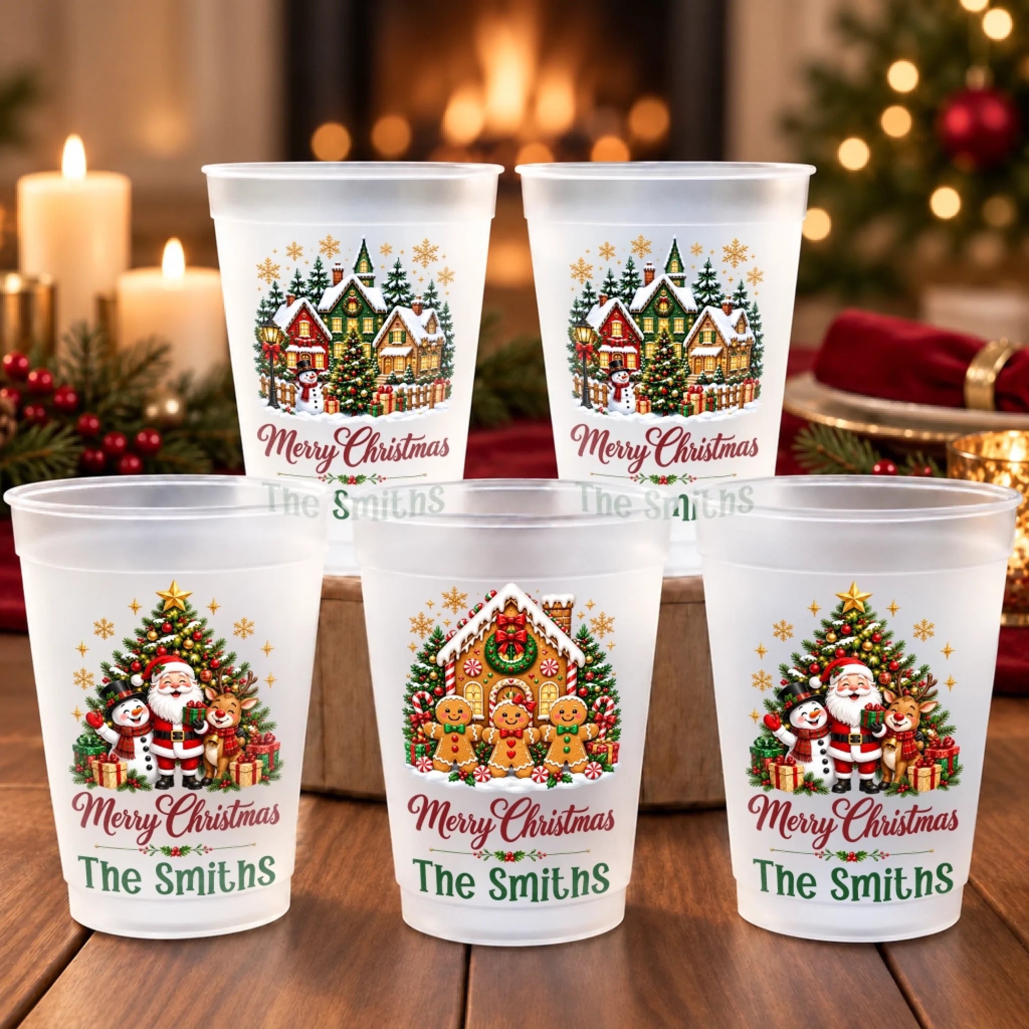 Personalized Christmas Party Cups, Custom Plastic Cups for Mom Dad Brother Sister Holiday Gifts