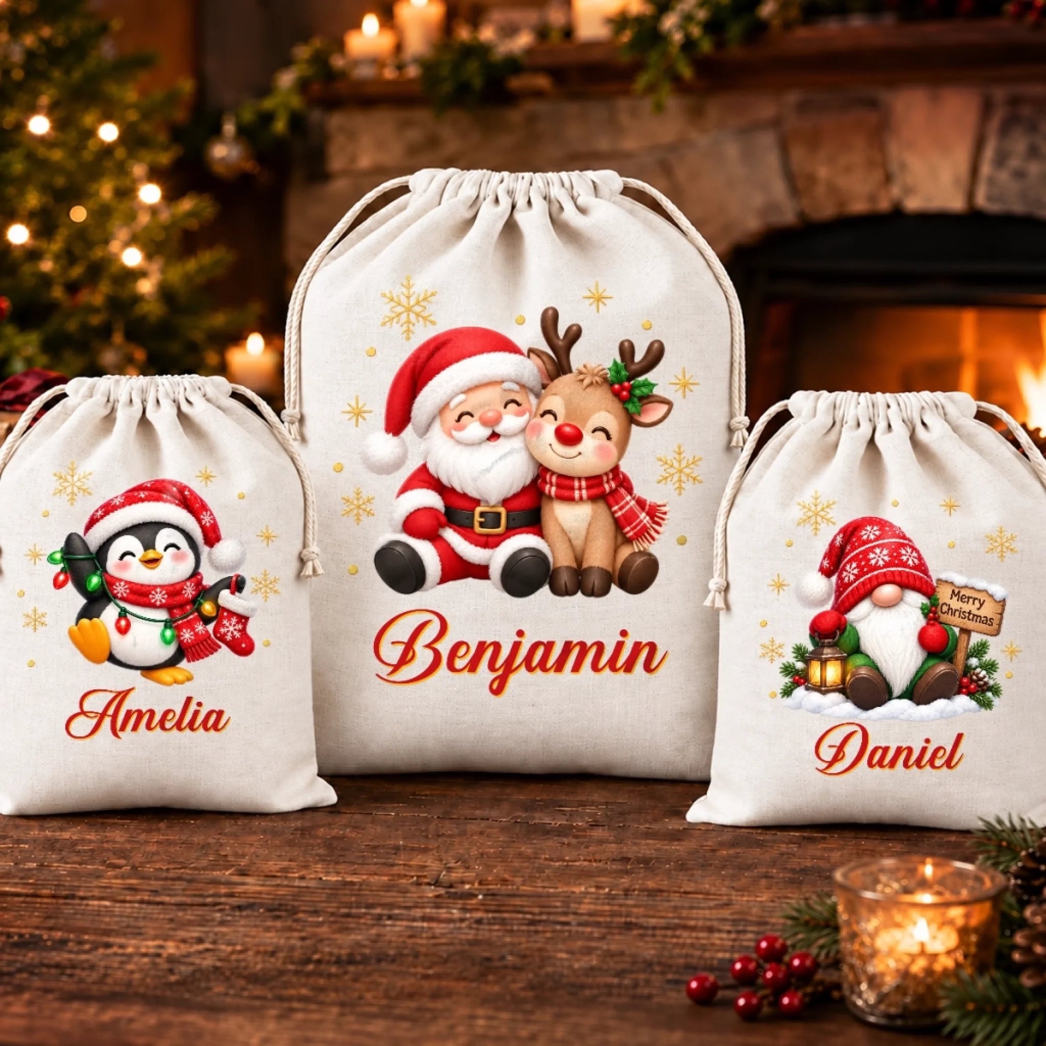 Personalized Drawstring Gift Bag for Christmas or Birthday Gifts for Mom Dad Brother Sister
