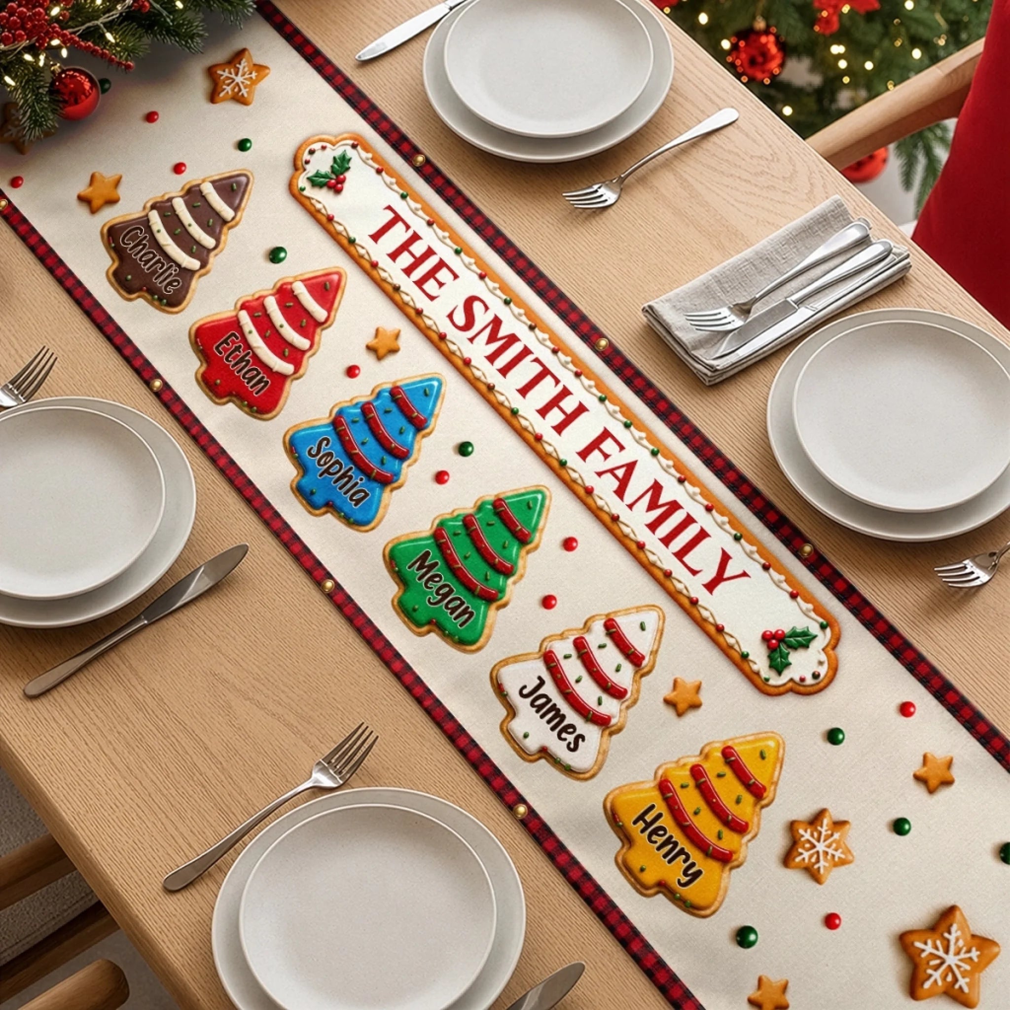 Custom Table Runner Personalized Christmas Gift for Mom Dad Brother Sister Together Makes Season Merry