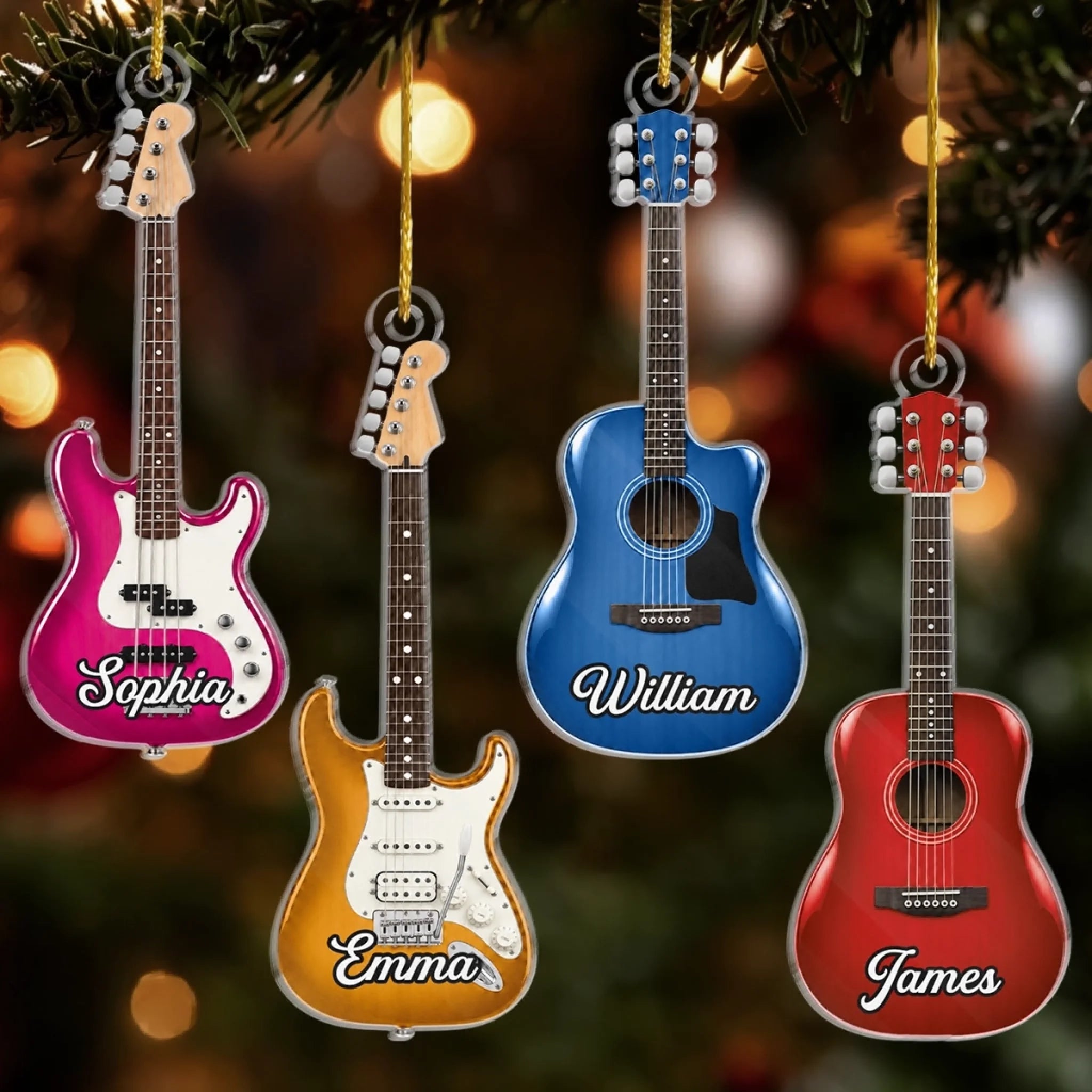 Custom Acrylic Ornament Personalized Birthday Gift for Guitar Lovers Six Strings One Happy Soul