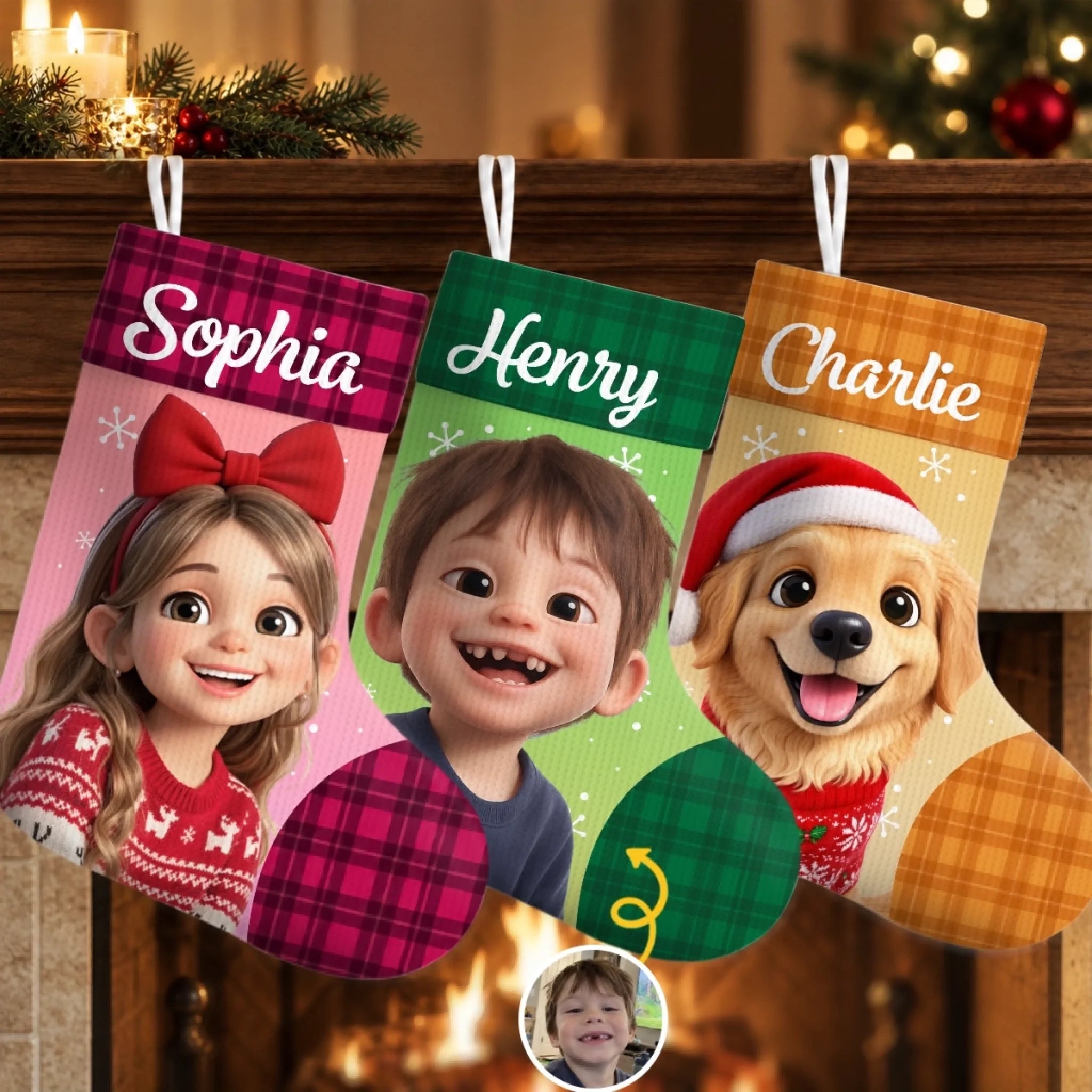 Custom Christmas Stocking for Kids, Personalized Holiday Stocking, Christmas Birthday Gift