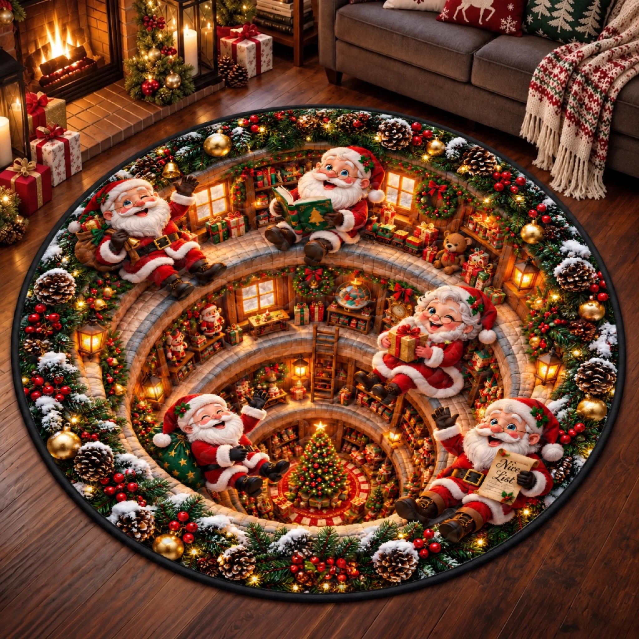 Personalized Custom Quilted Round Mat, Cozy Christmas or Birthday Gift for Mom, Dad, Brother or Sister