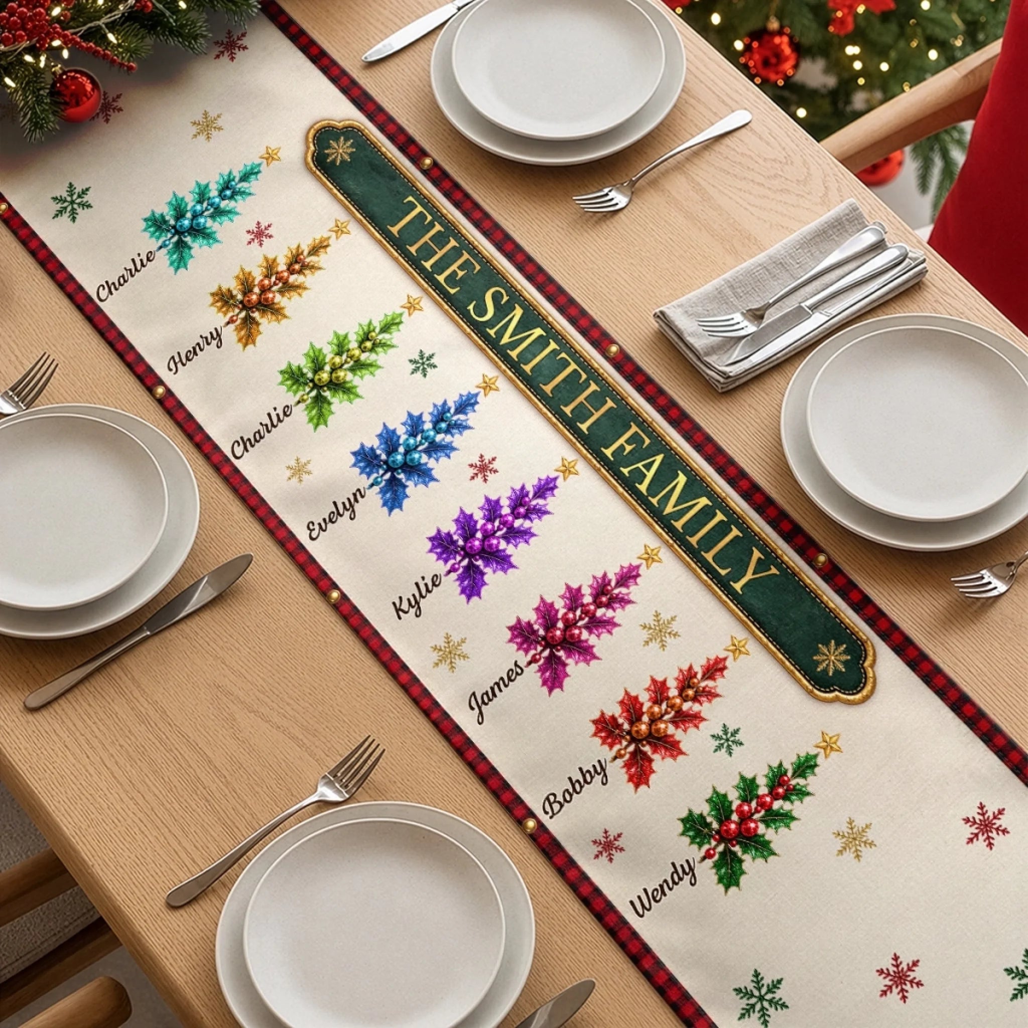 Custom Personalized Table Runner, Our Holiday Story Continues Christmas Birthday Gift for Family