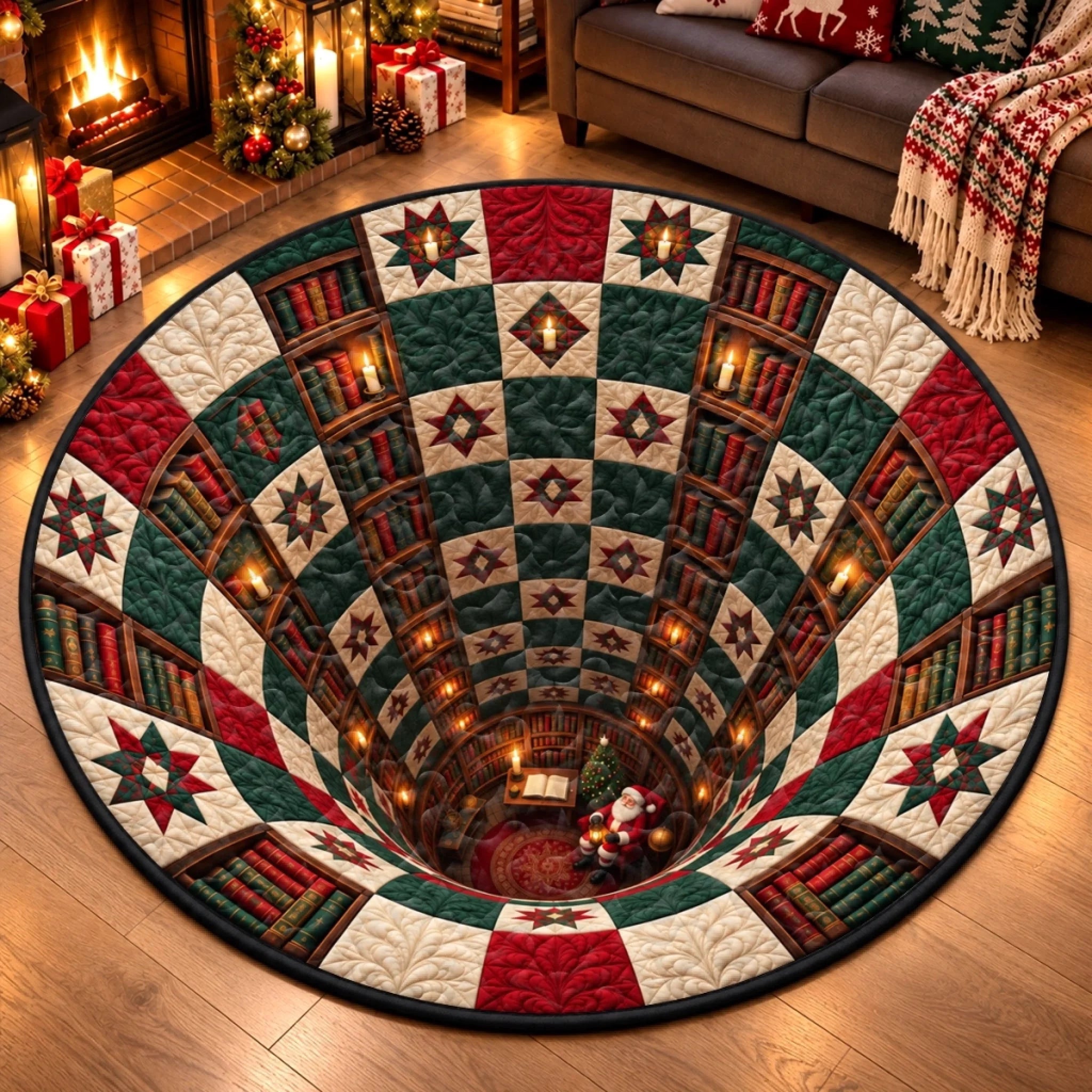 Custom Quilted Round Mat, Personalized Christmas or Birthday Gift for Mom Dad Brother Sister