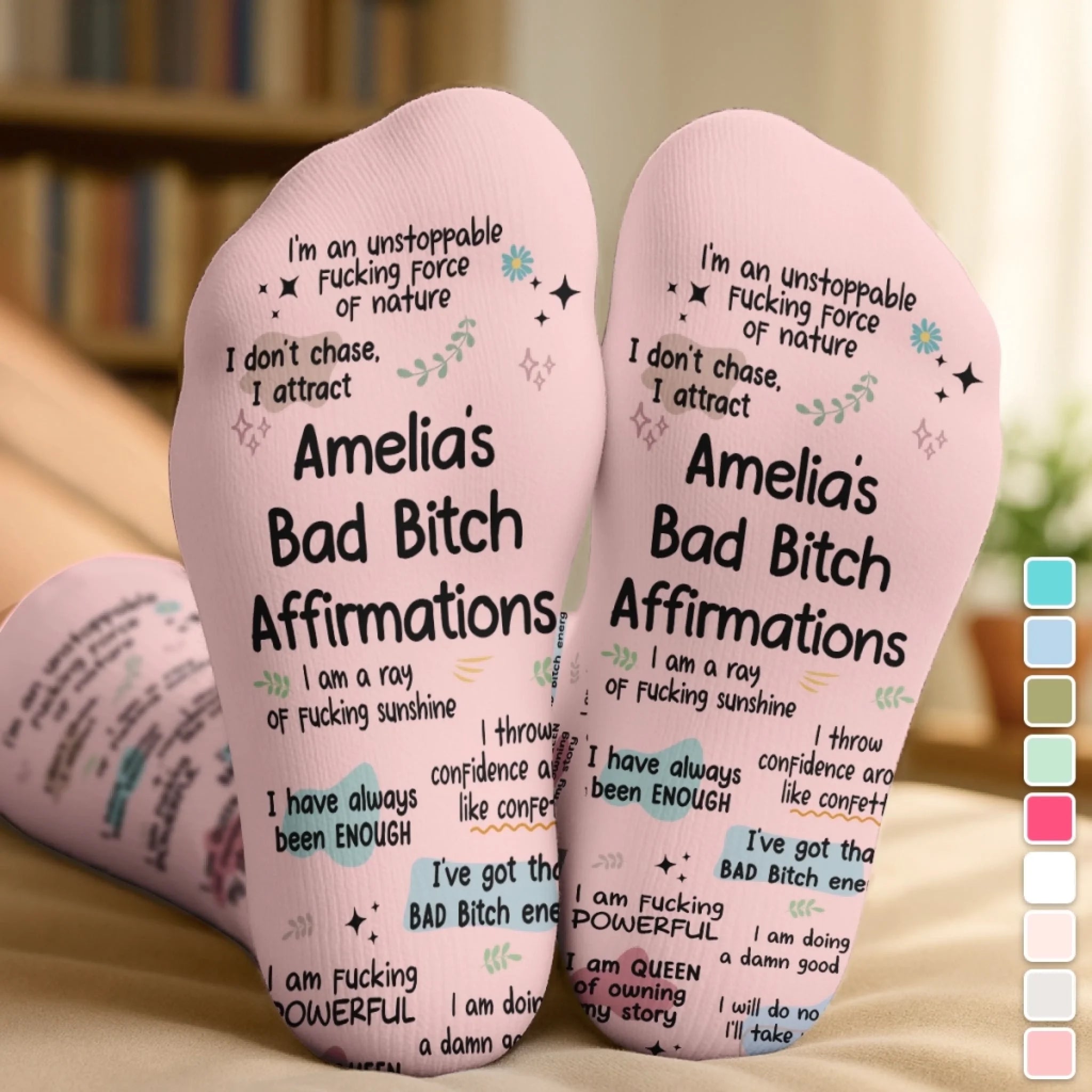 Custom Affirmation Middle Tube Socks, Personalized Birthday Gift for Wife Mom Daughter Sister or Bestie