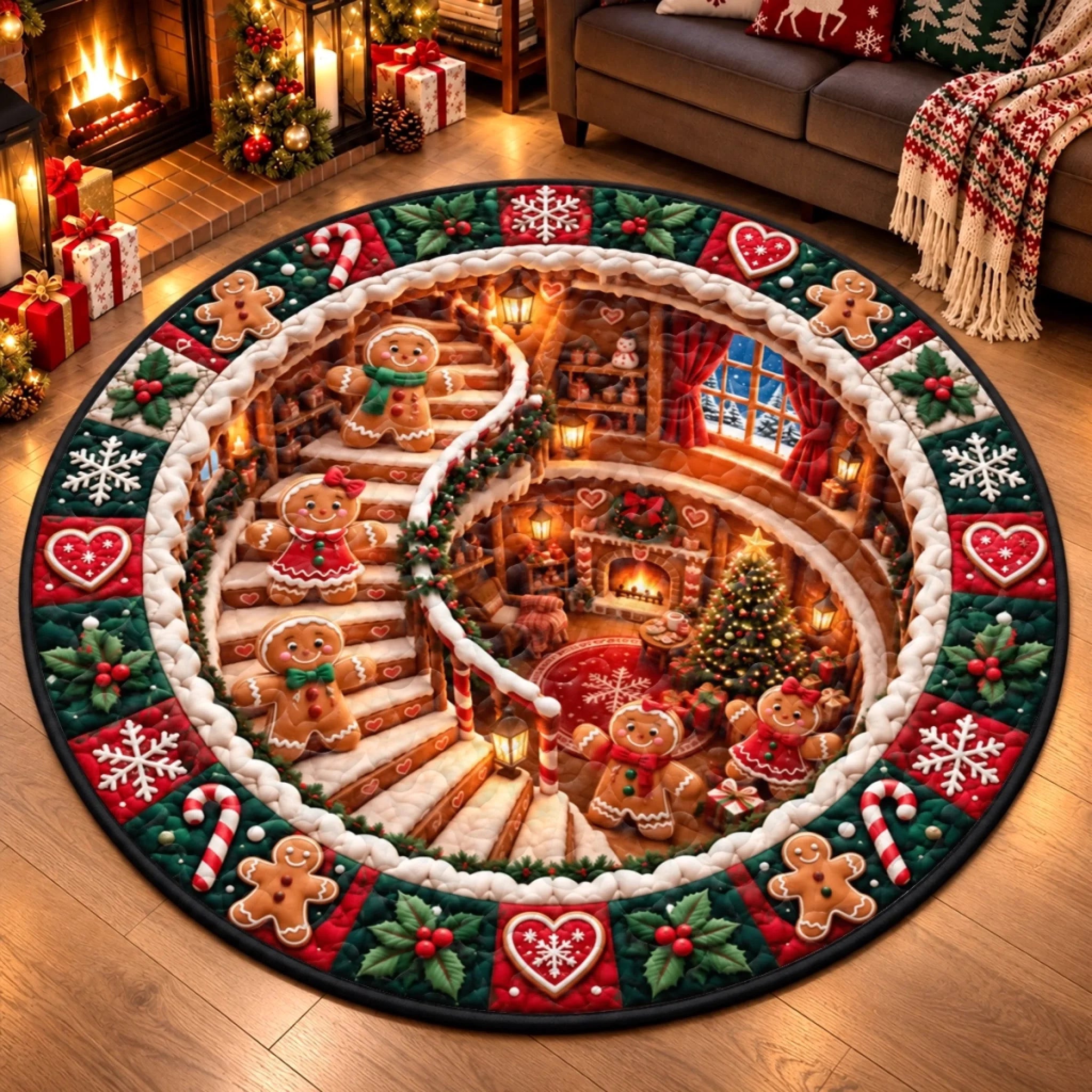 Custom Quilted Round Mat Personalized Christmas Birthday Gift for Mom Dad Brother Sister