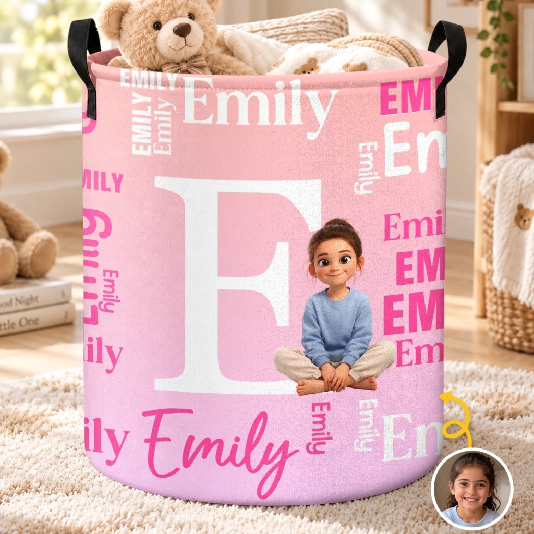 Custom Photo Laundry Basket, Personalized Birthday Gift for Kids, Growing Curious Every Day