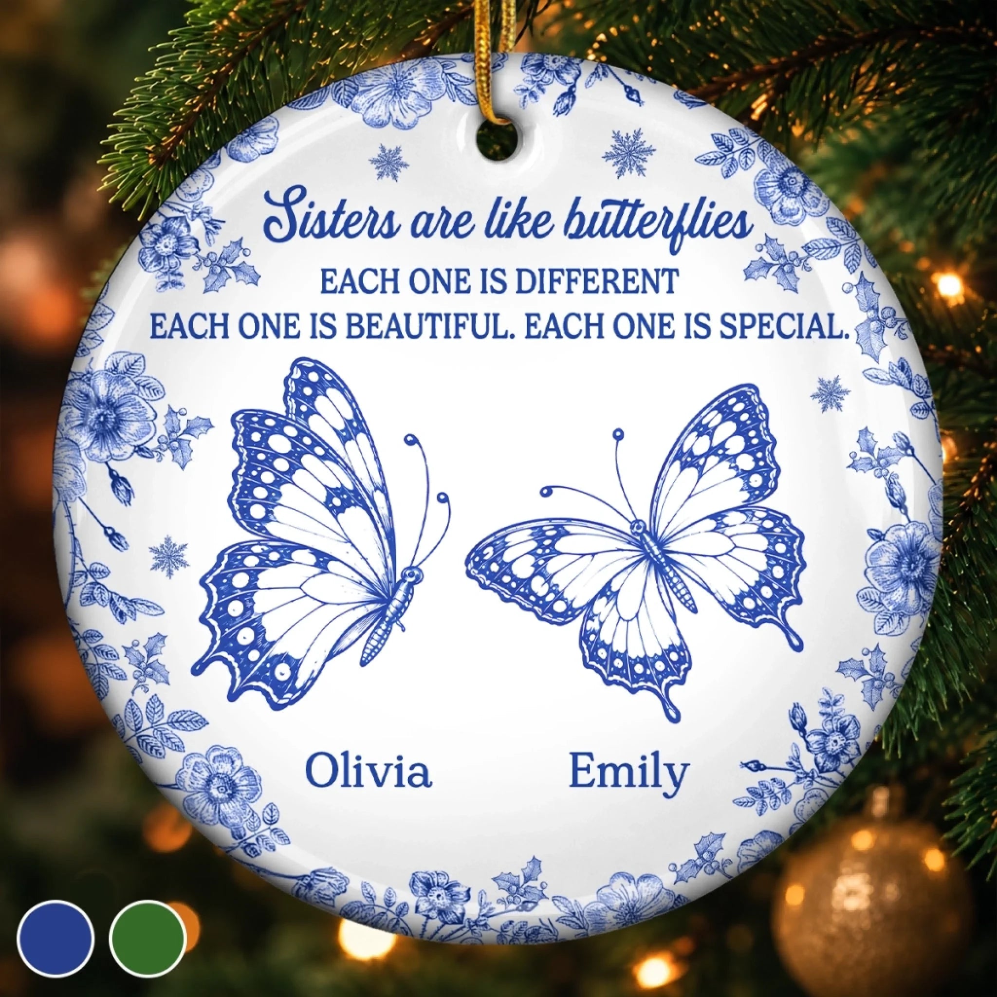 Custom Ceramic Ornament for Best Friend, Sister or BFF - Personalized Christmas Birthday Gift