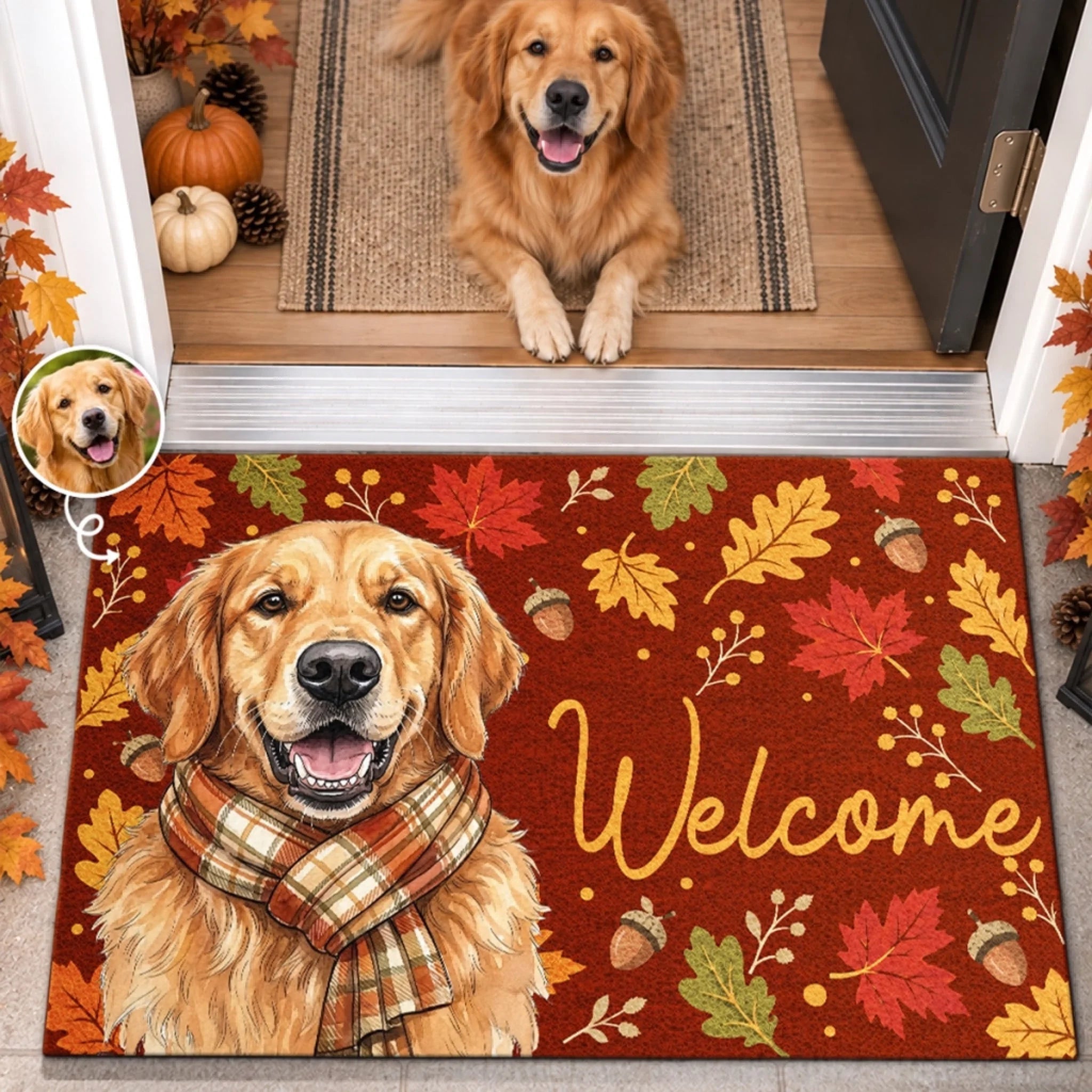 Leave With A Wag Custom Photo Doormat Personalized Pet Lover Home Decor Mat Gift for Dog Cat Moms