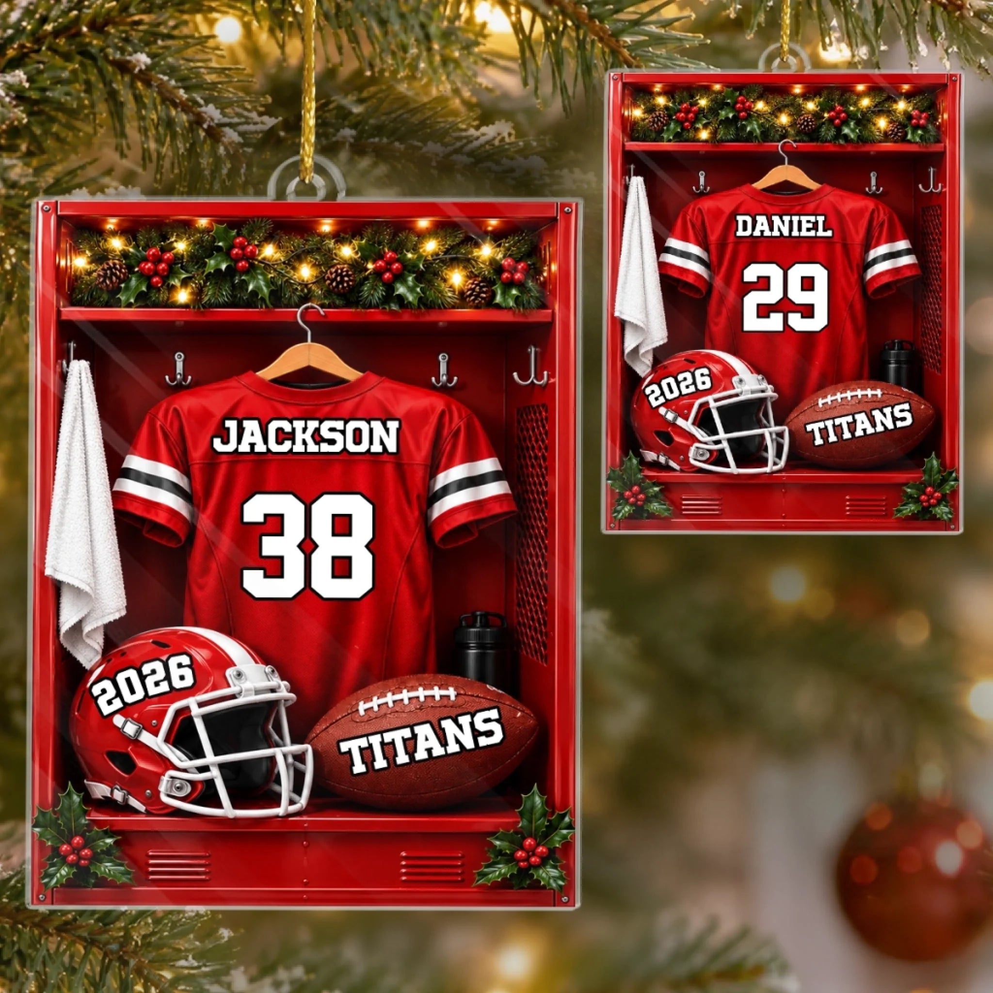Custom American Football Acrylic Ornament Personalized Christmas Birthday Gift for Football Fans