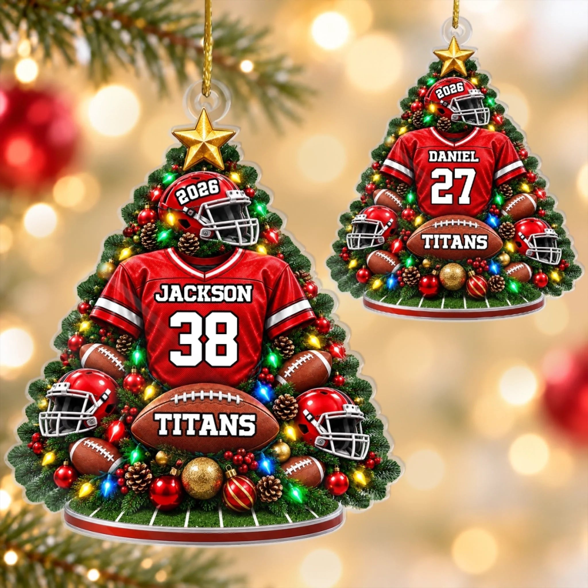 Custom American Football Acrylic Ornament Personalized Game Day Christmas Birthday Gift for Sports Fans