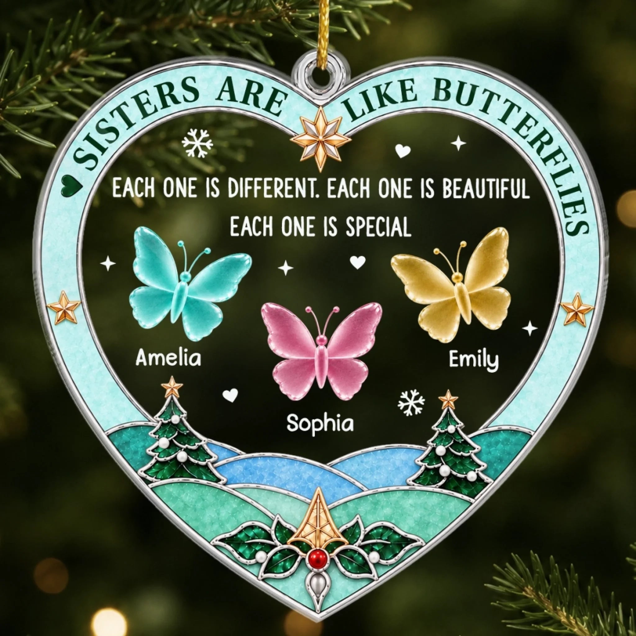 Custom Acrylic Ornament Personalized Best Friend Gift for Women, Sisters and BFFs - Together We Flourish