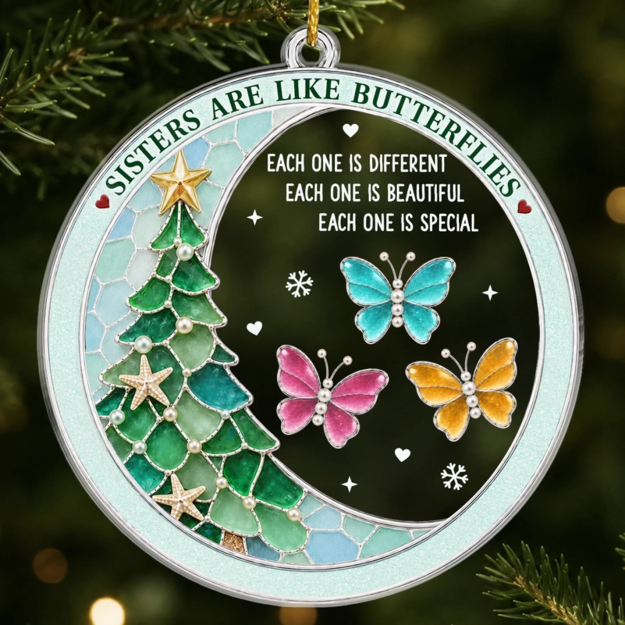 Custom Acrylic Ornament Personalized Best Friend Gift for Women Sisters BFF Where Sisterhood Blooms