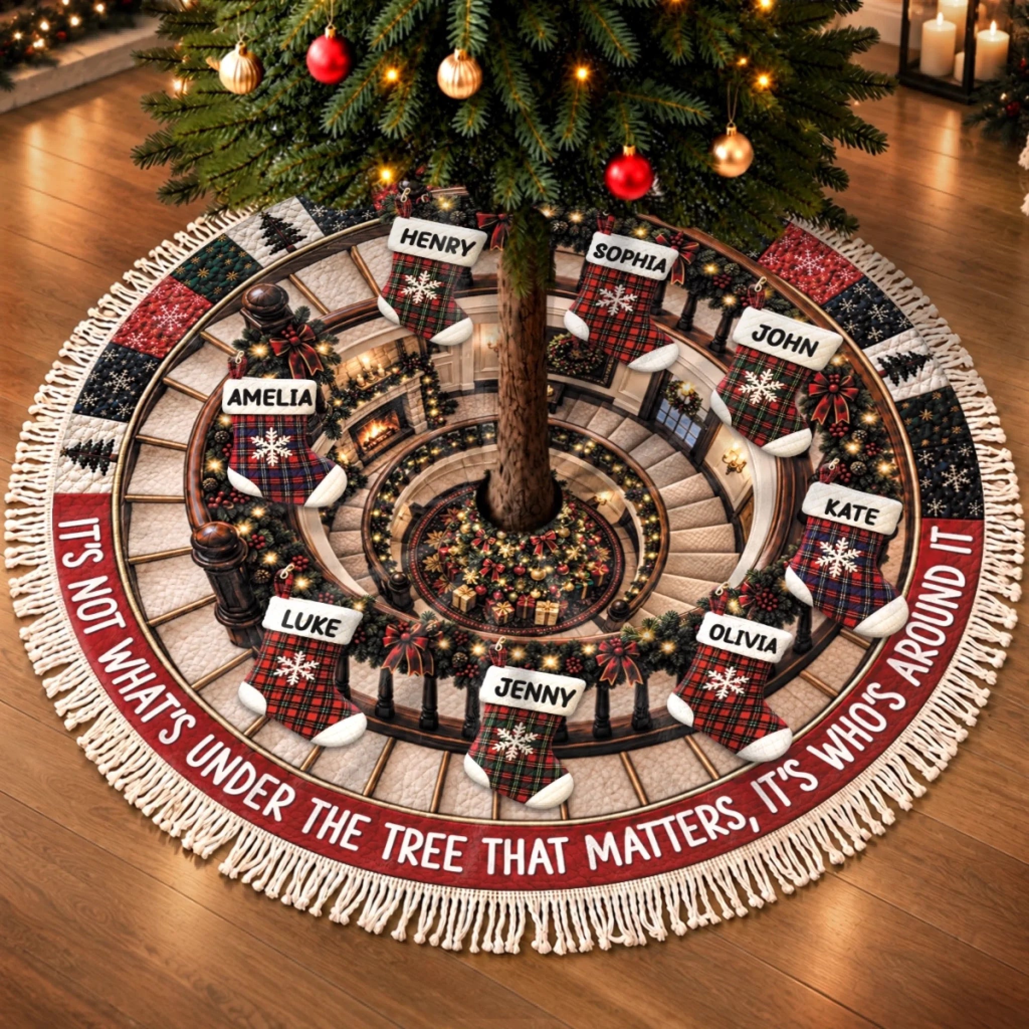 Custom Tree Skirt Personalized Christmas Gift for Mom Dad Brother Sister A Home Full Of Cheer