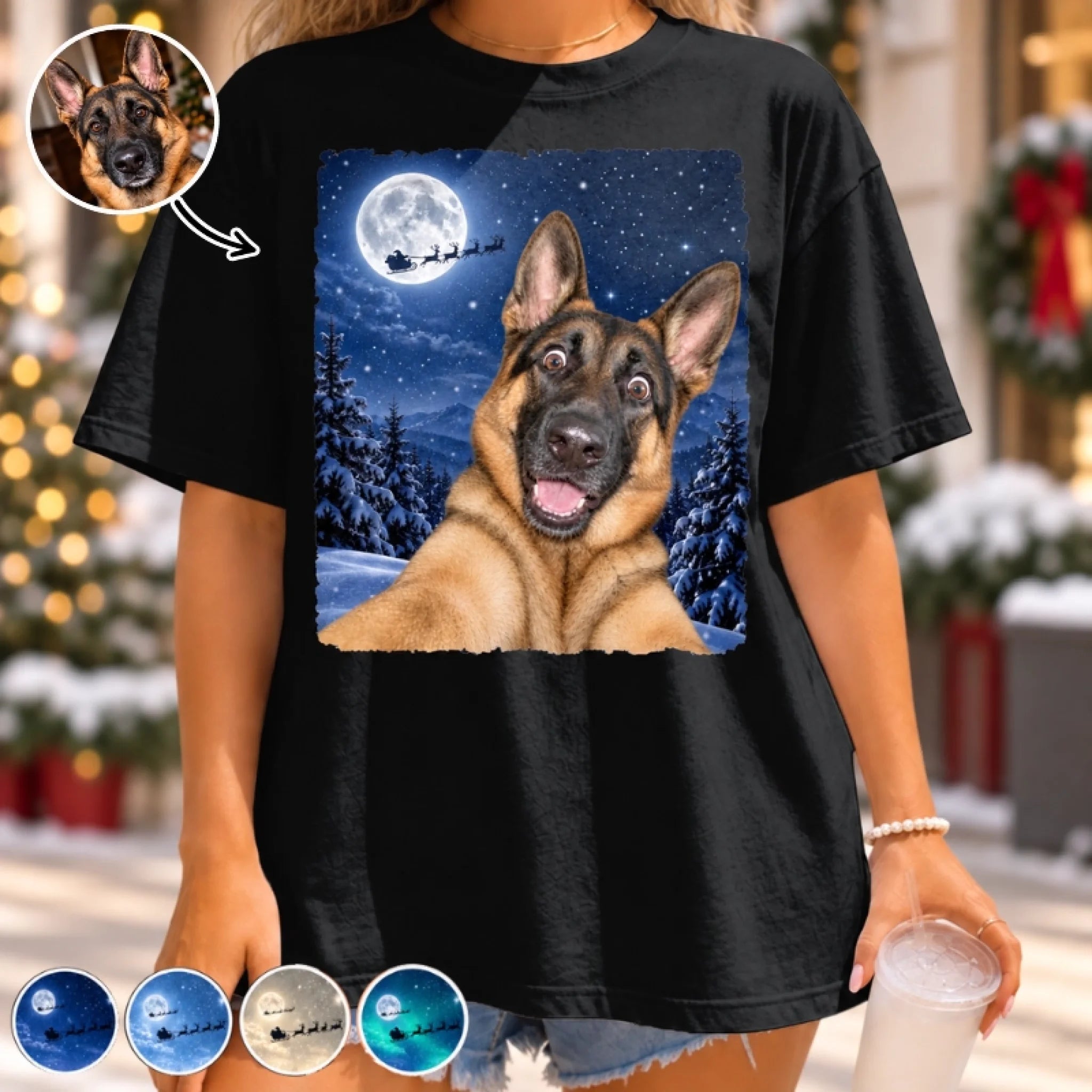 Custom Photo Funny Dog Selfie Comfort T-Shirt, Personalized Christmas Gift for Dog or Cat Lovers