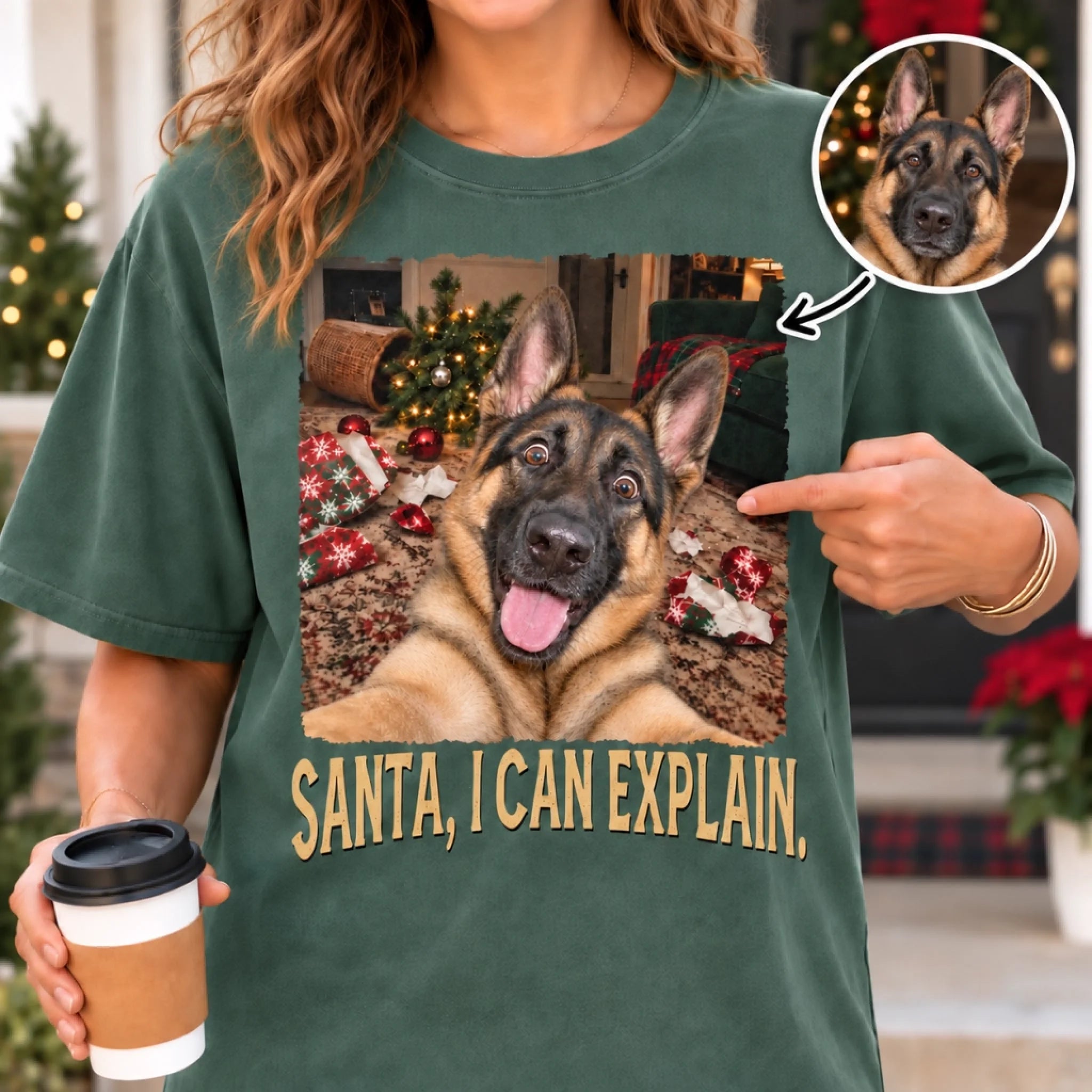 Custom Photo Funny Dog Selfie Comfort T-Shirt, Personalized Christmas Gift for Dog & Cat Lovers