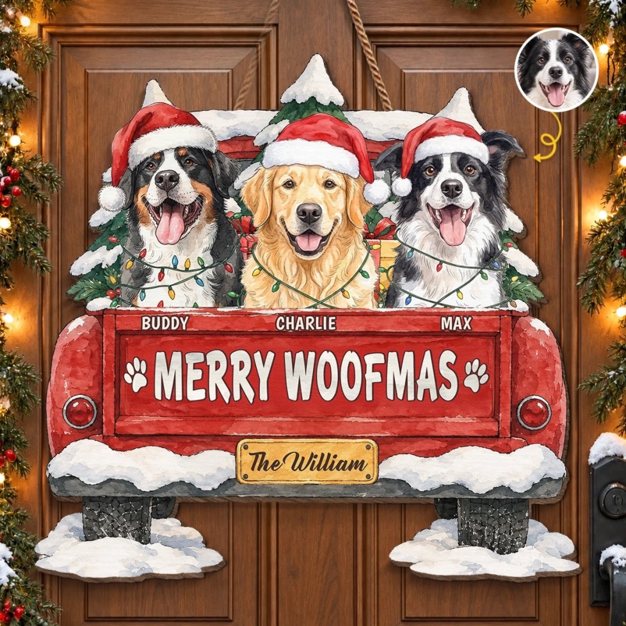 Custom Photo Wood Sign, Personalized Holiday Crew On Duty Gift for Dog and Cat Lovers