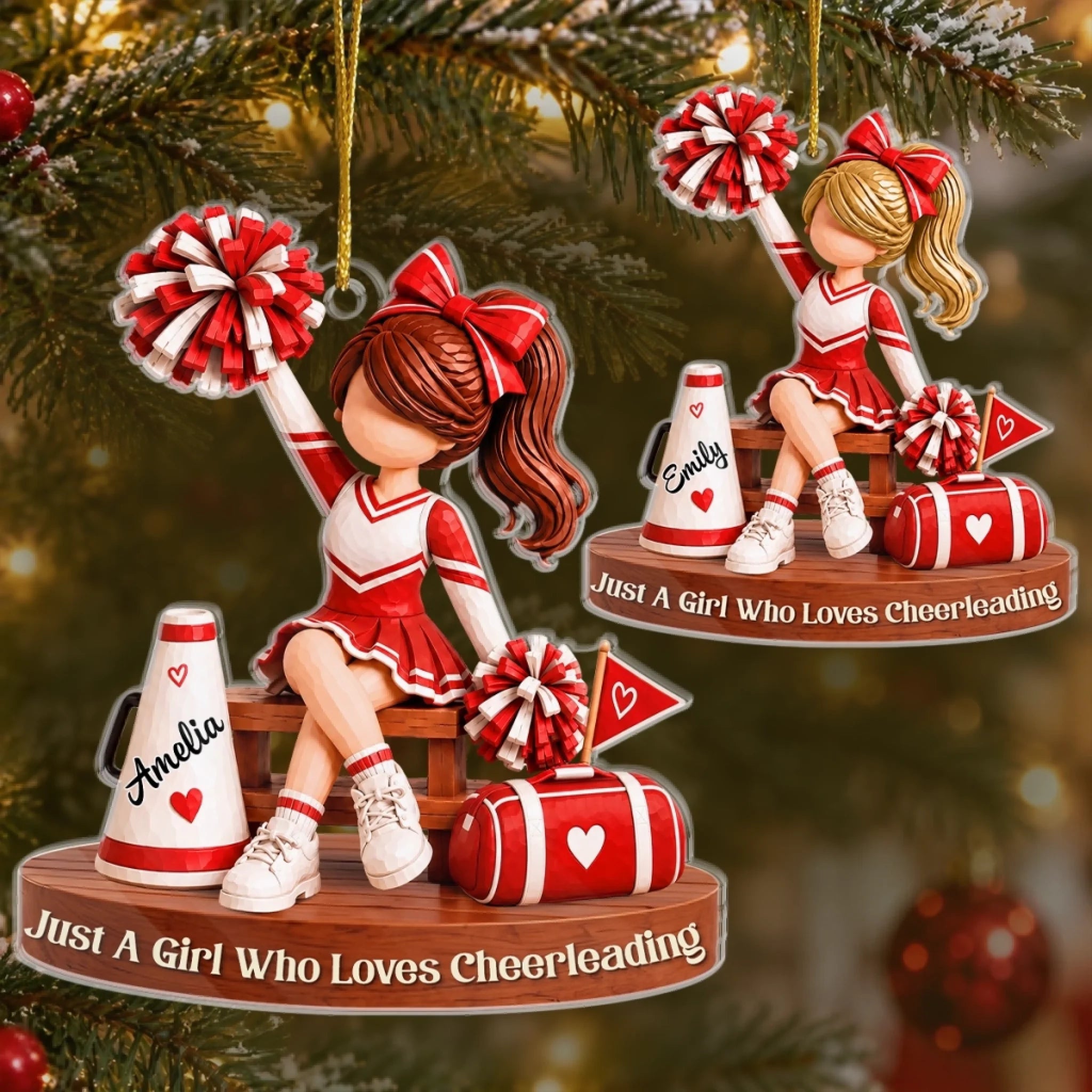 Custom Cheerleader Acrylic Ornament, Personalized Born To Cheer Christmas Birthday Gift for Her