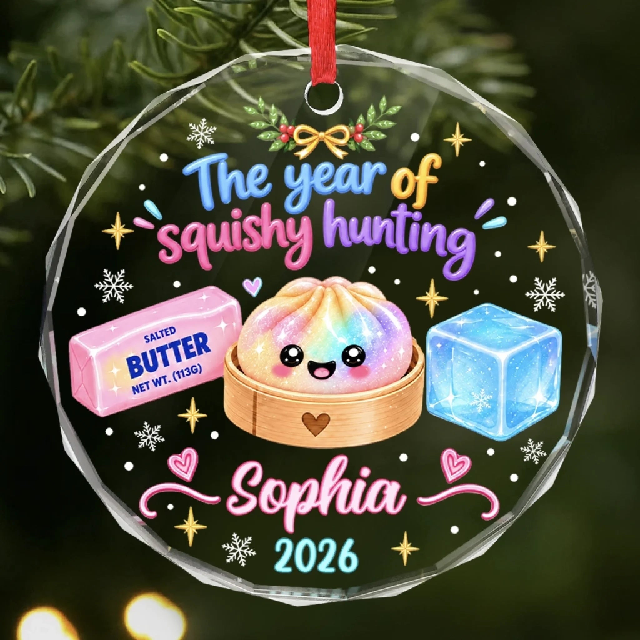 Custom The Year Of Squishy Hunting Christmas Decor Personalized Glass Ornament Gift